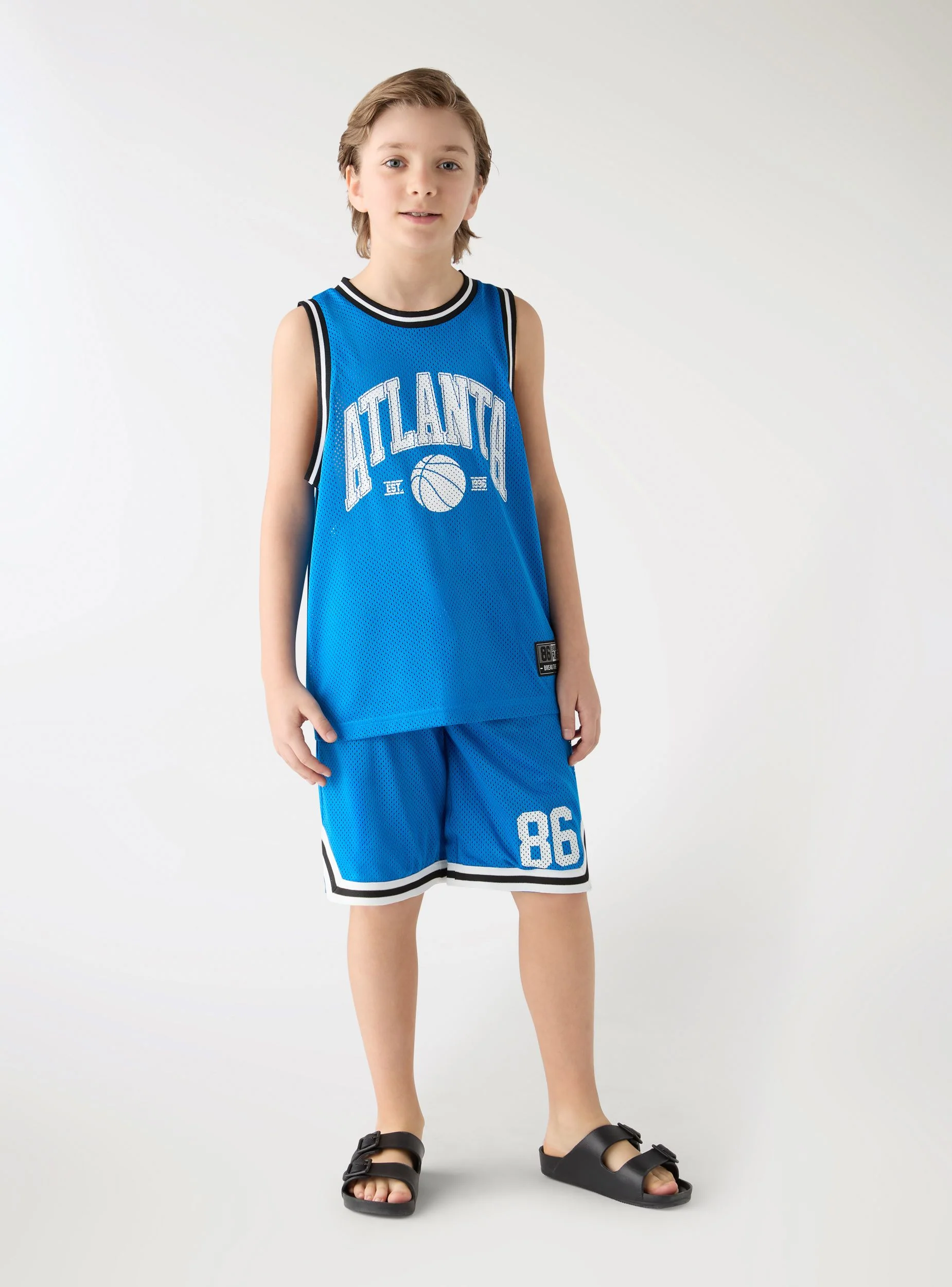 Canotta basket in rete con stampa - Image 2