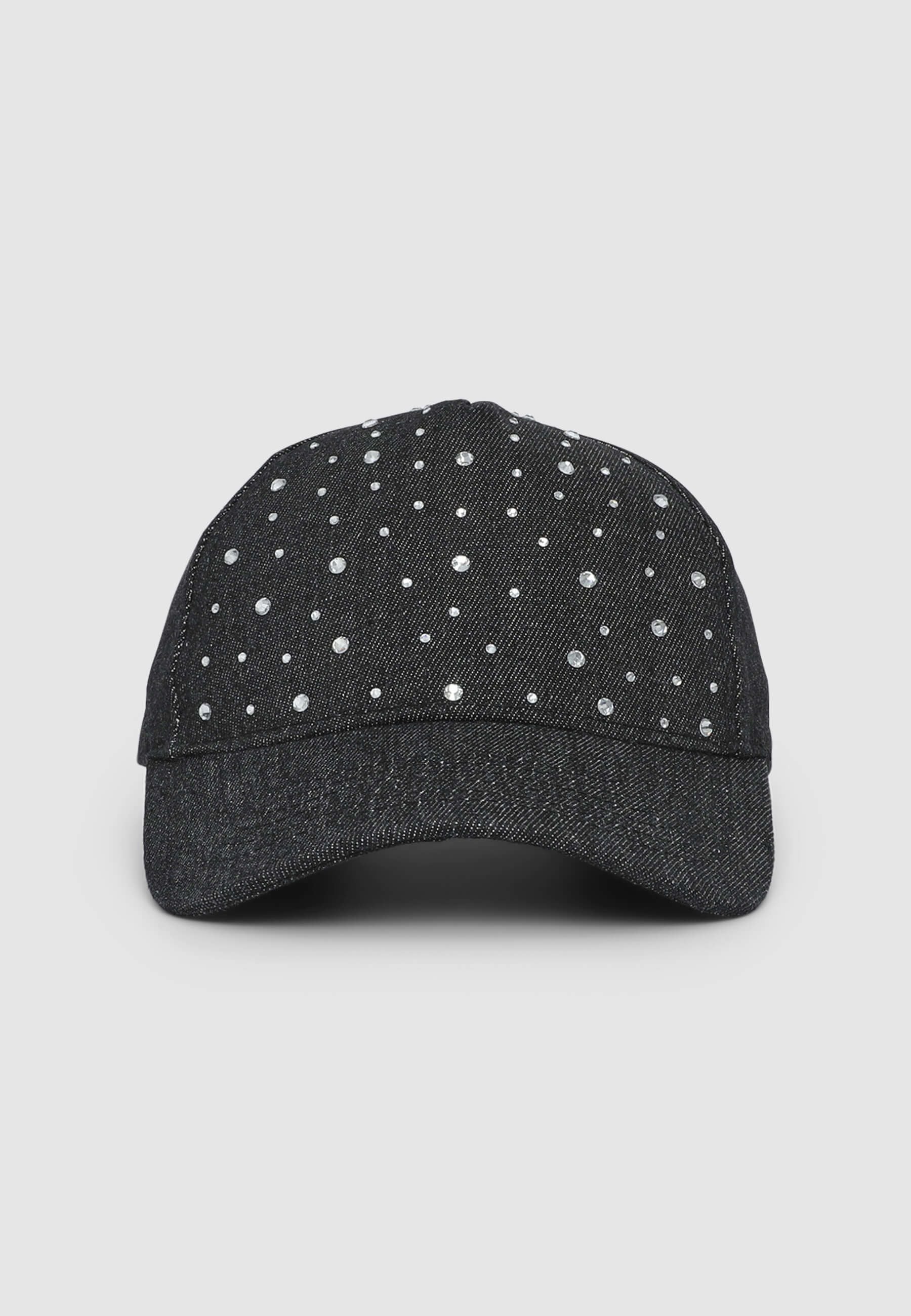 Cappellino baseball in denim con strass - Image 4