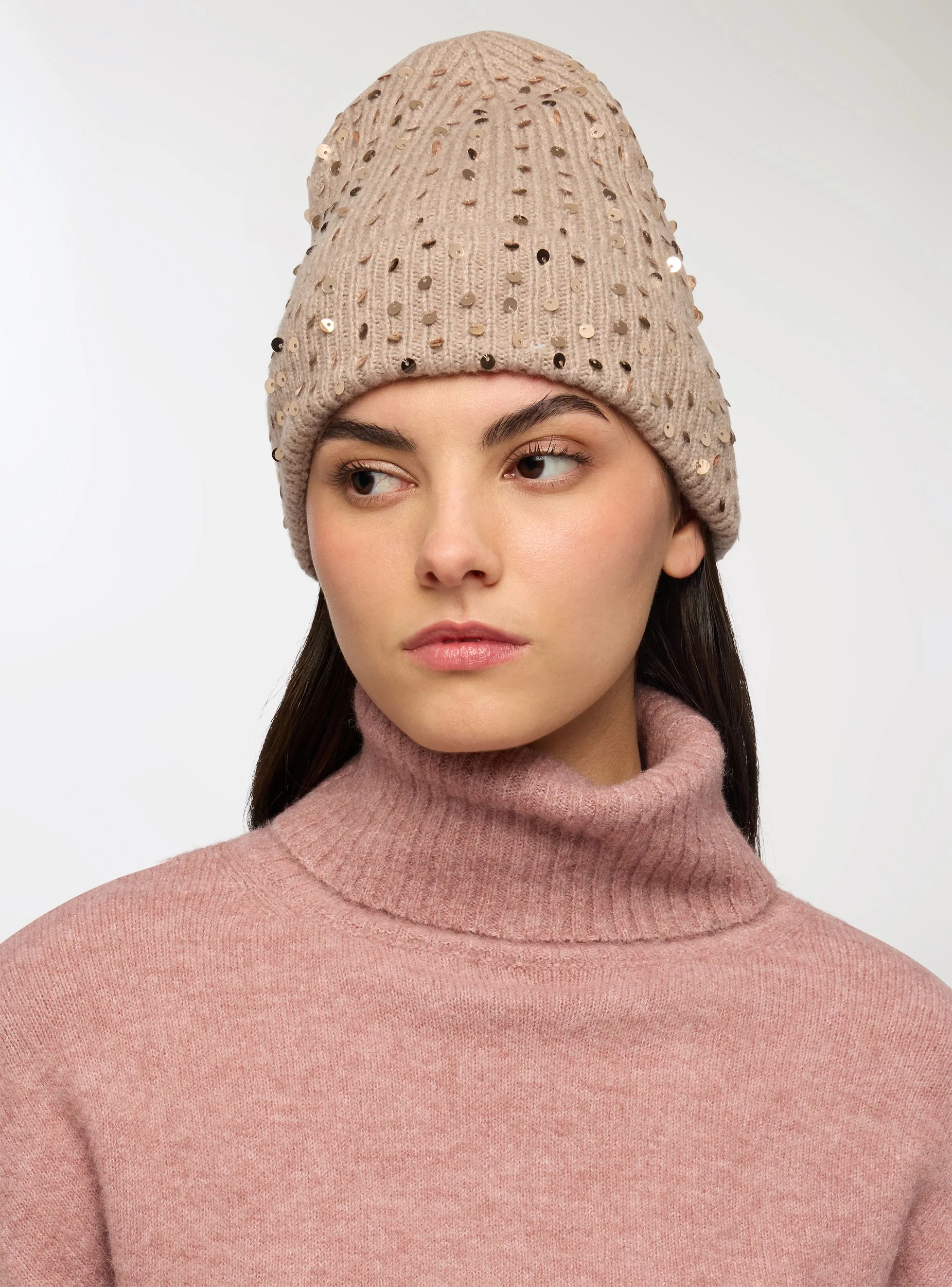 Cappellino beanie con paillettes