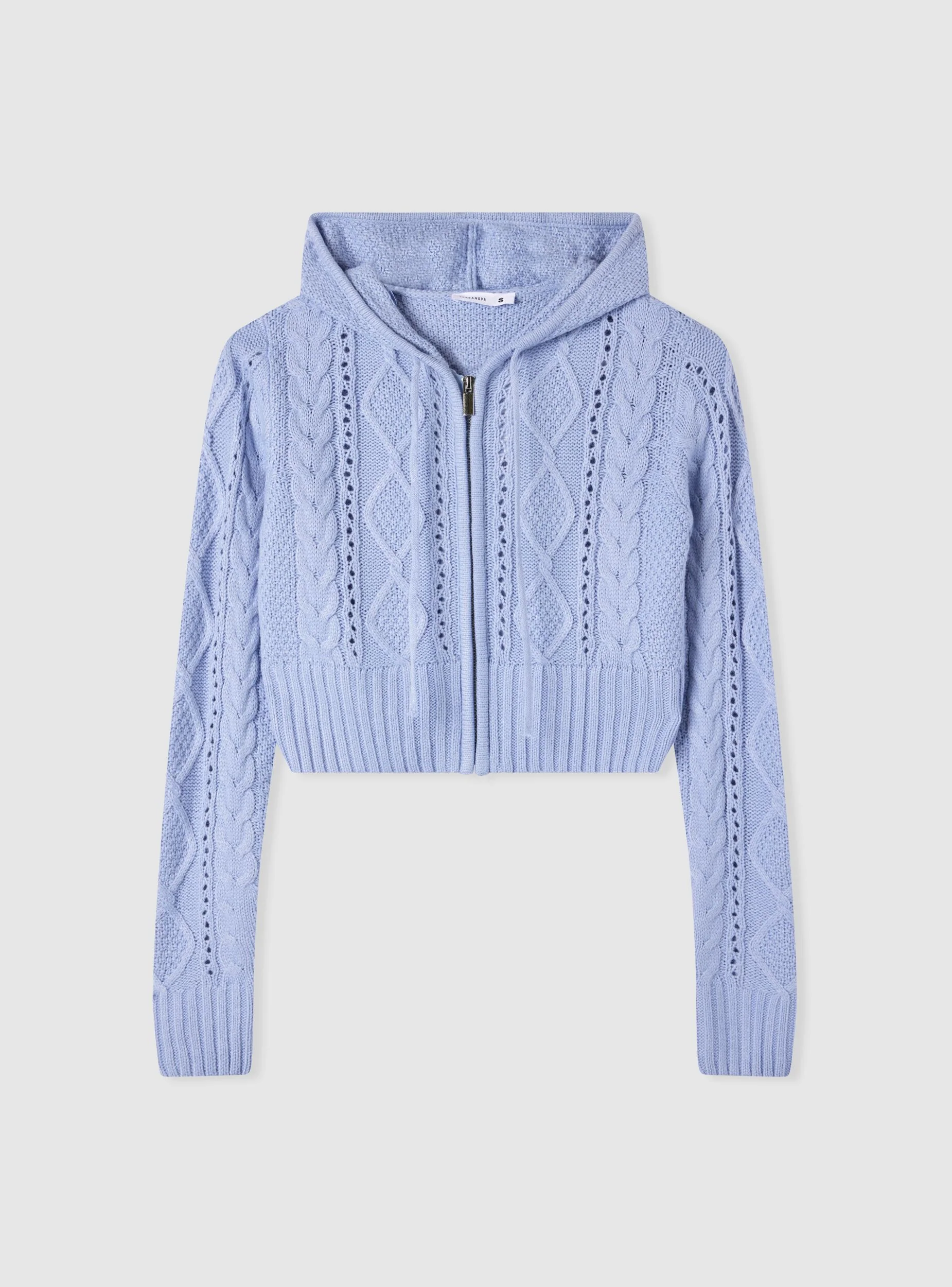 Cardigan a trecce con cappuccio - Image 5