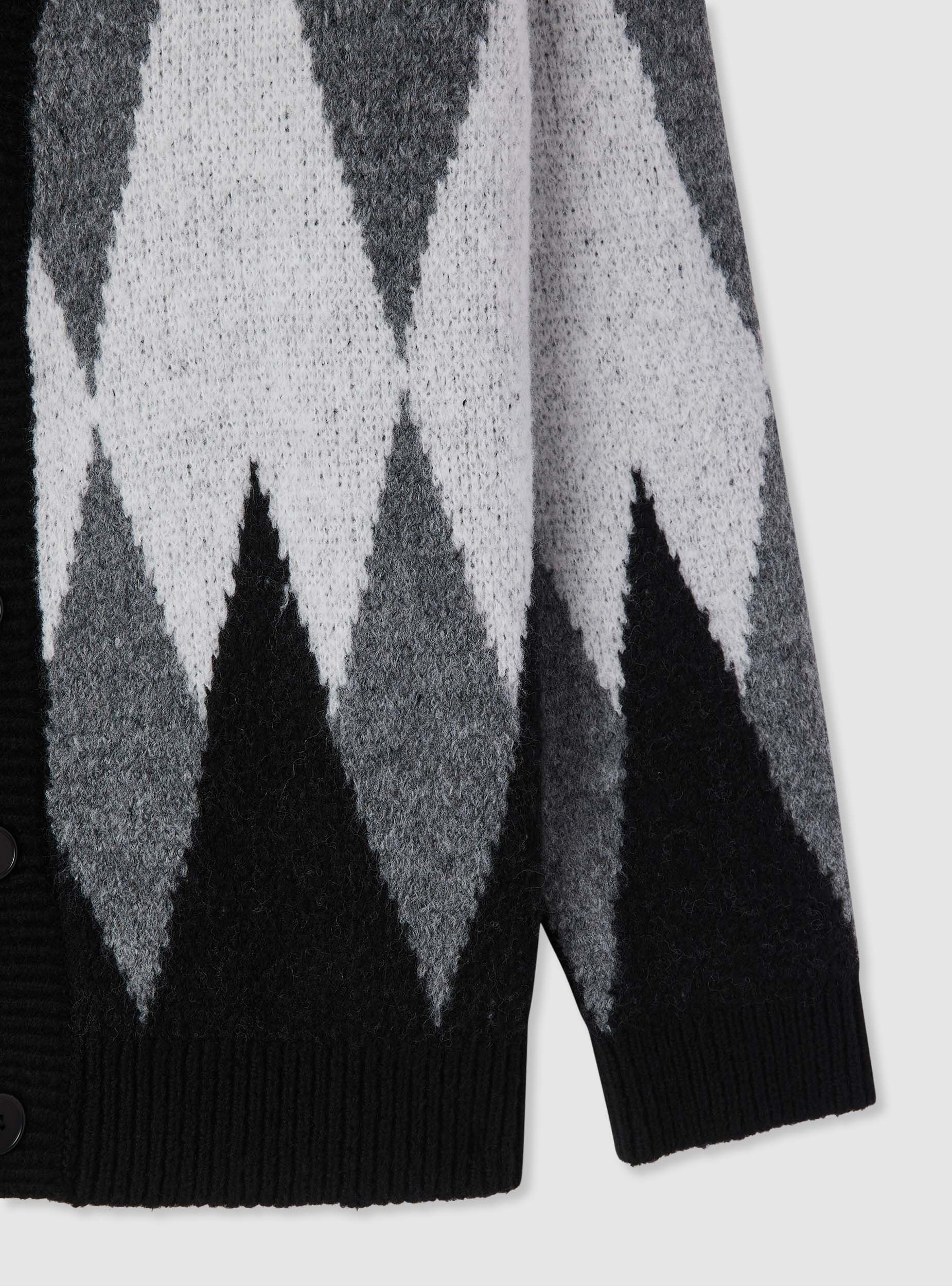Cardigan boxy con motivo a rombi - Image 3