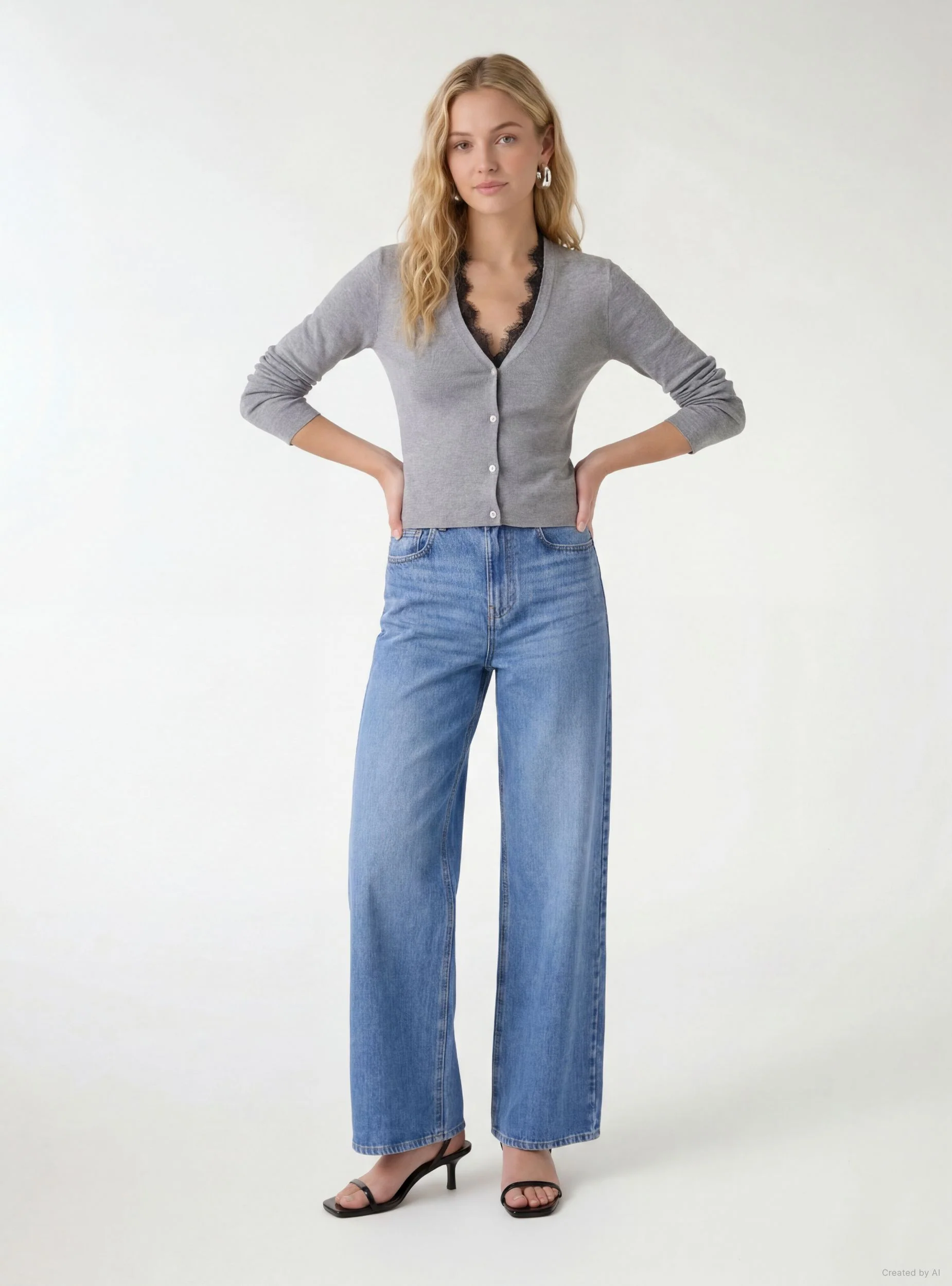 Cardigan con inserto in pizzo - Image 2