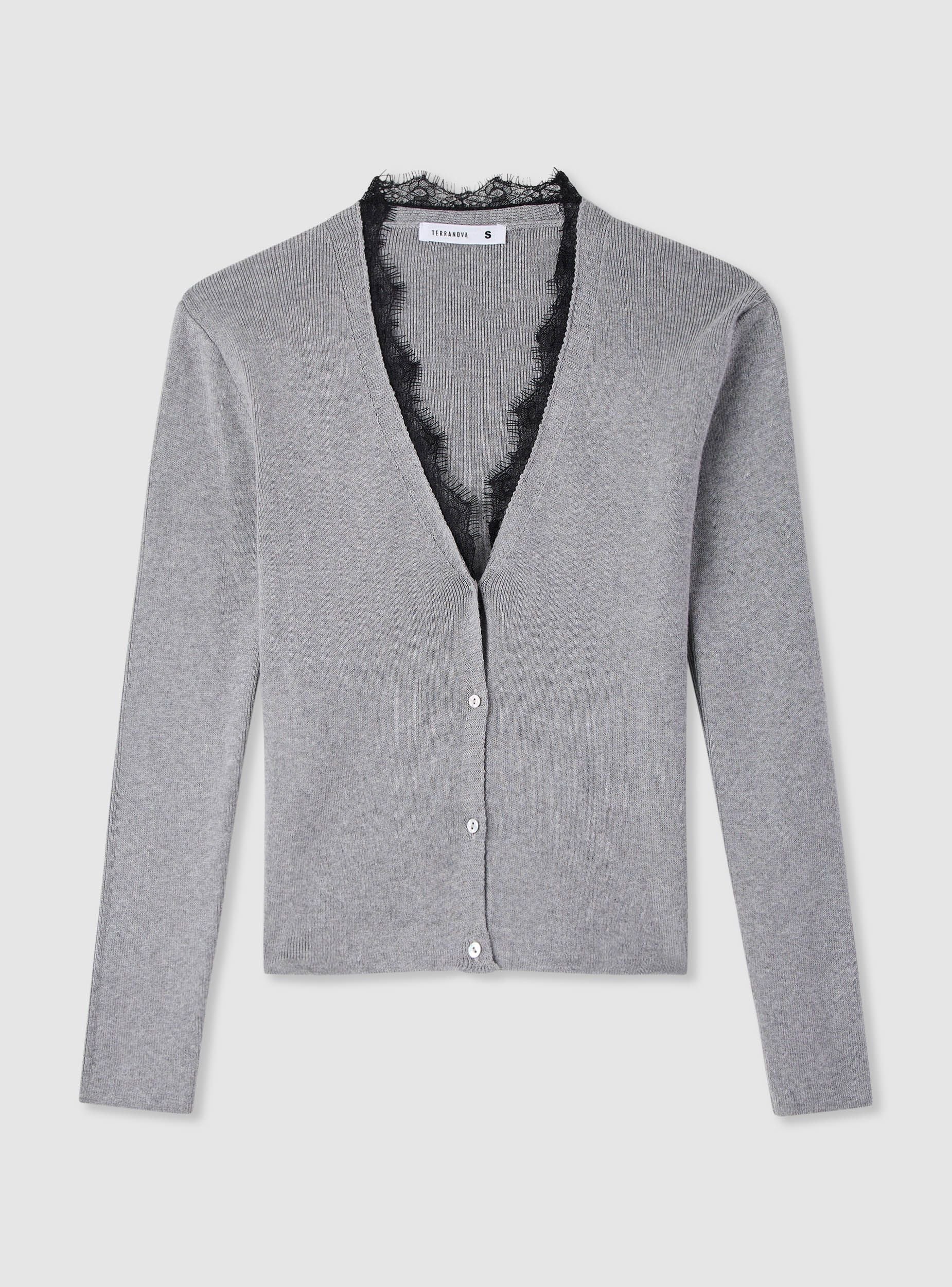Cardigan con inserto in pizzo - Image 5