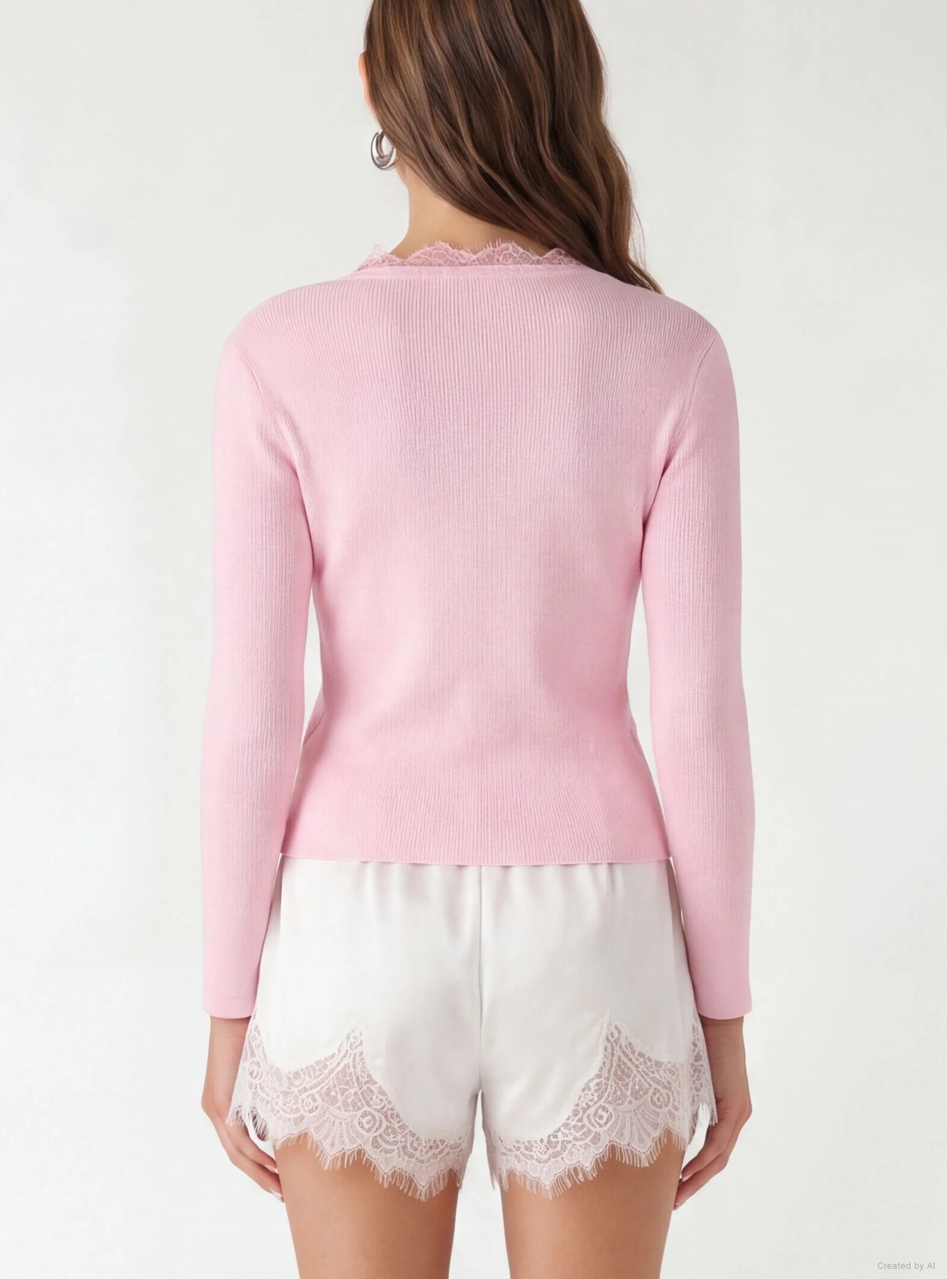 Cardigan con inserto in pizzo - Image 3