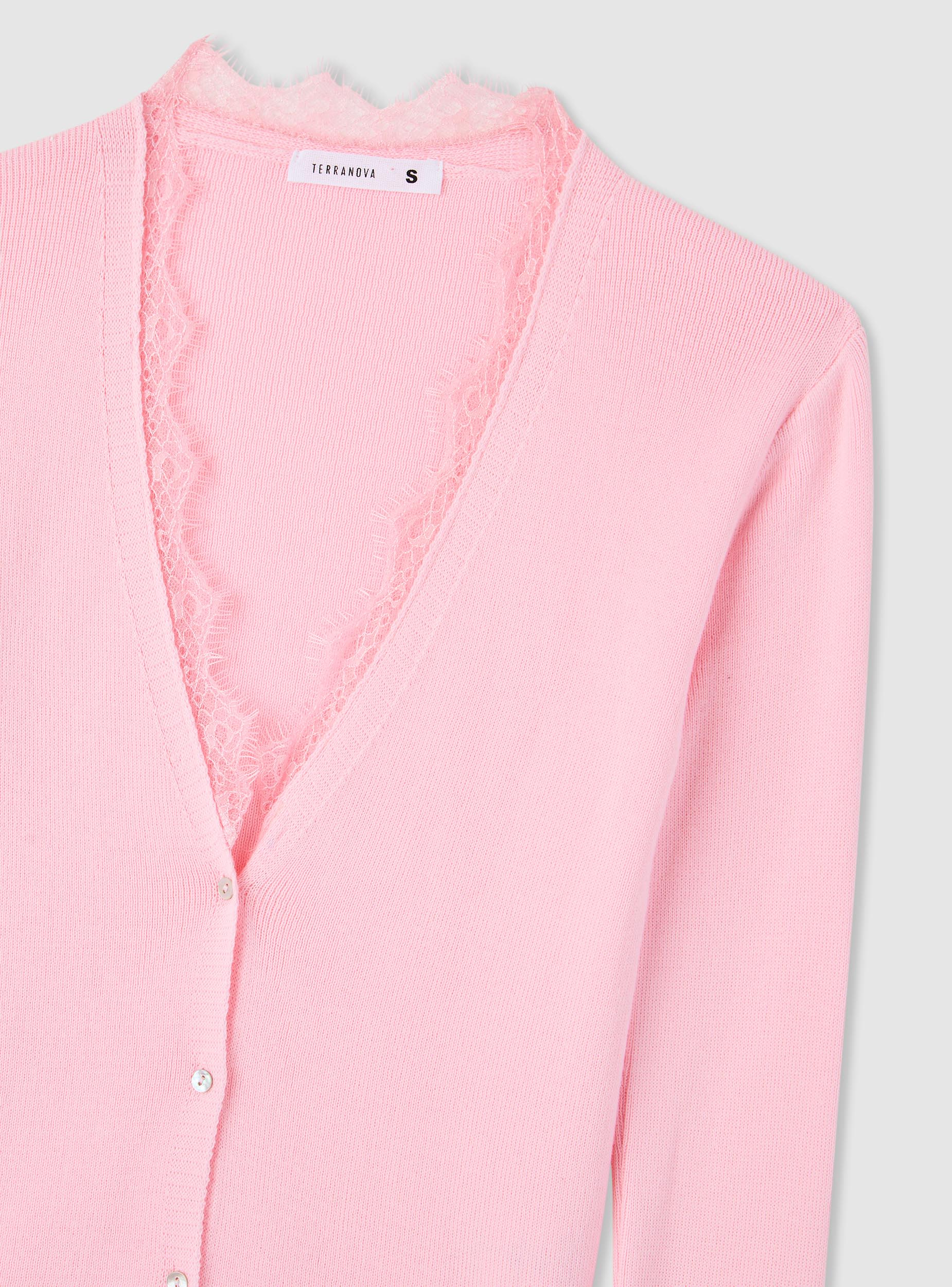 Cardigan con inserto in pizzo - Image 5
