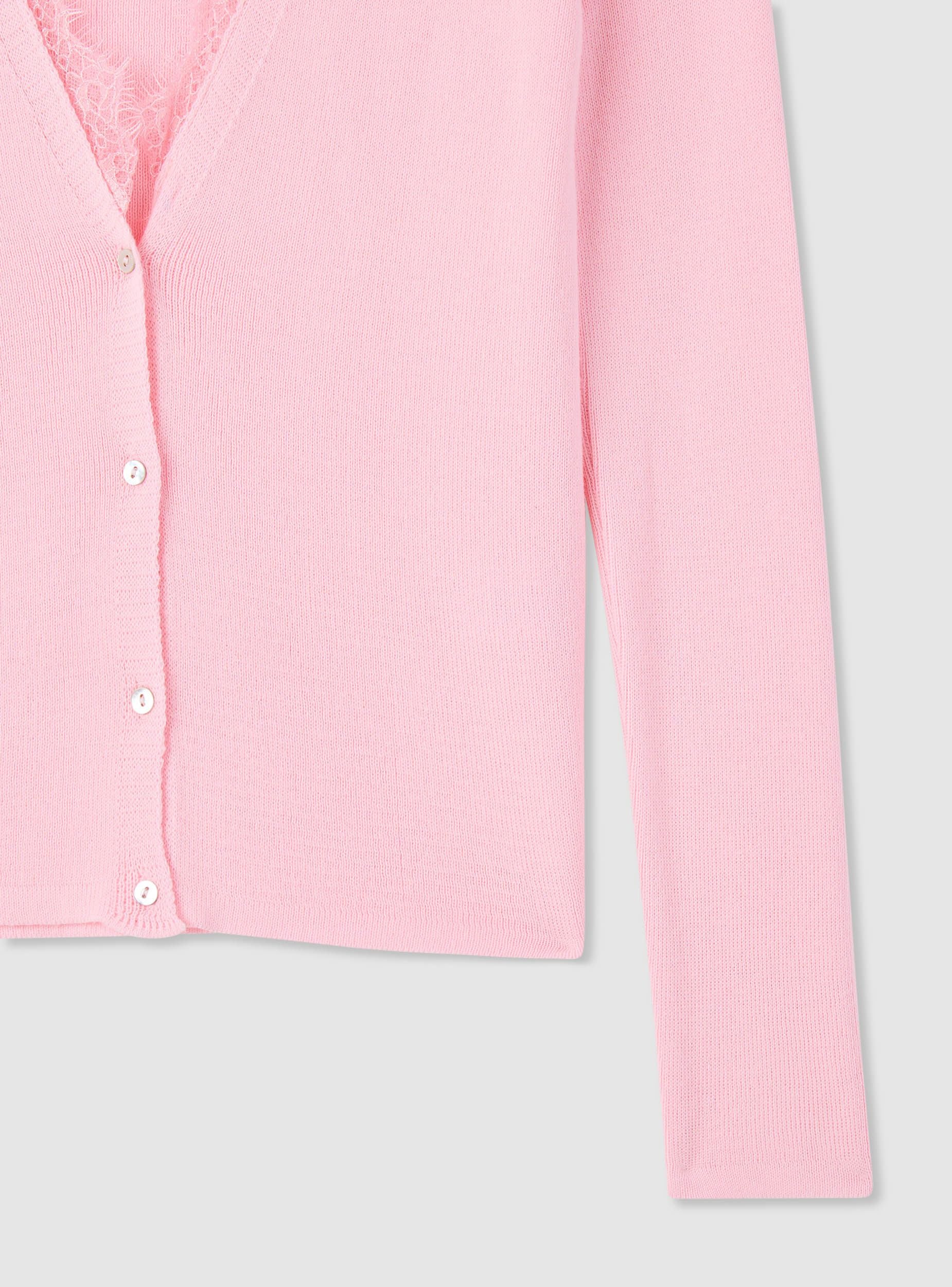 Cardigan con inserto in pizzo - Image 7