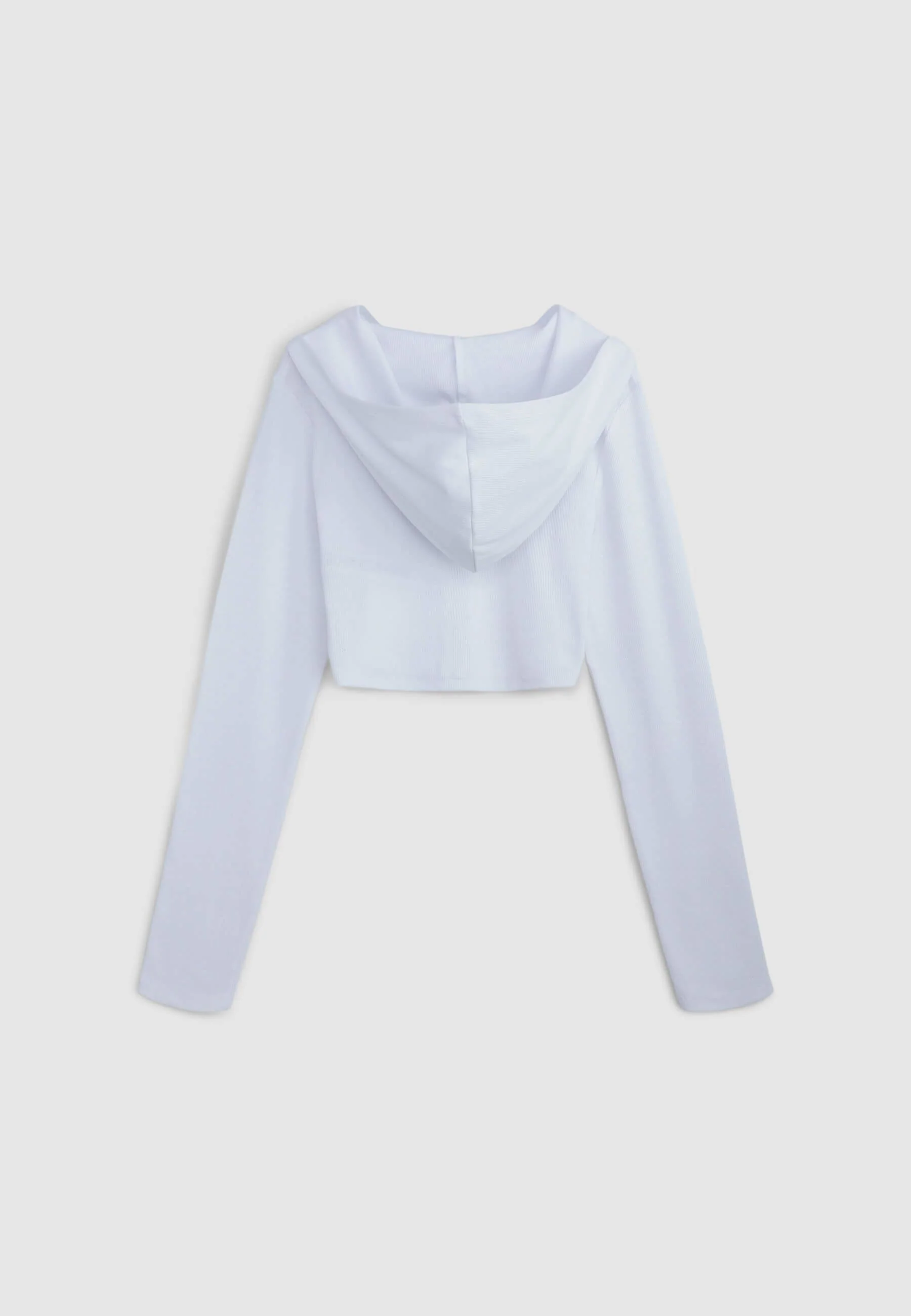 Cardigan crop a costine con cappuccio - Image 4