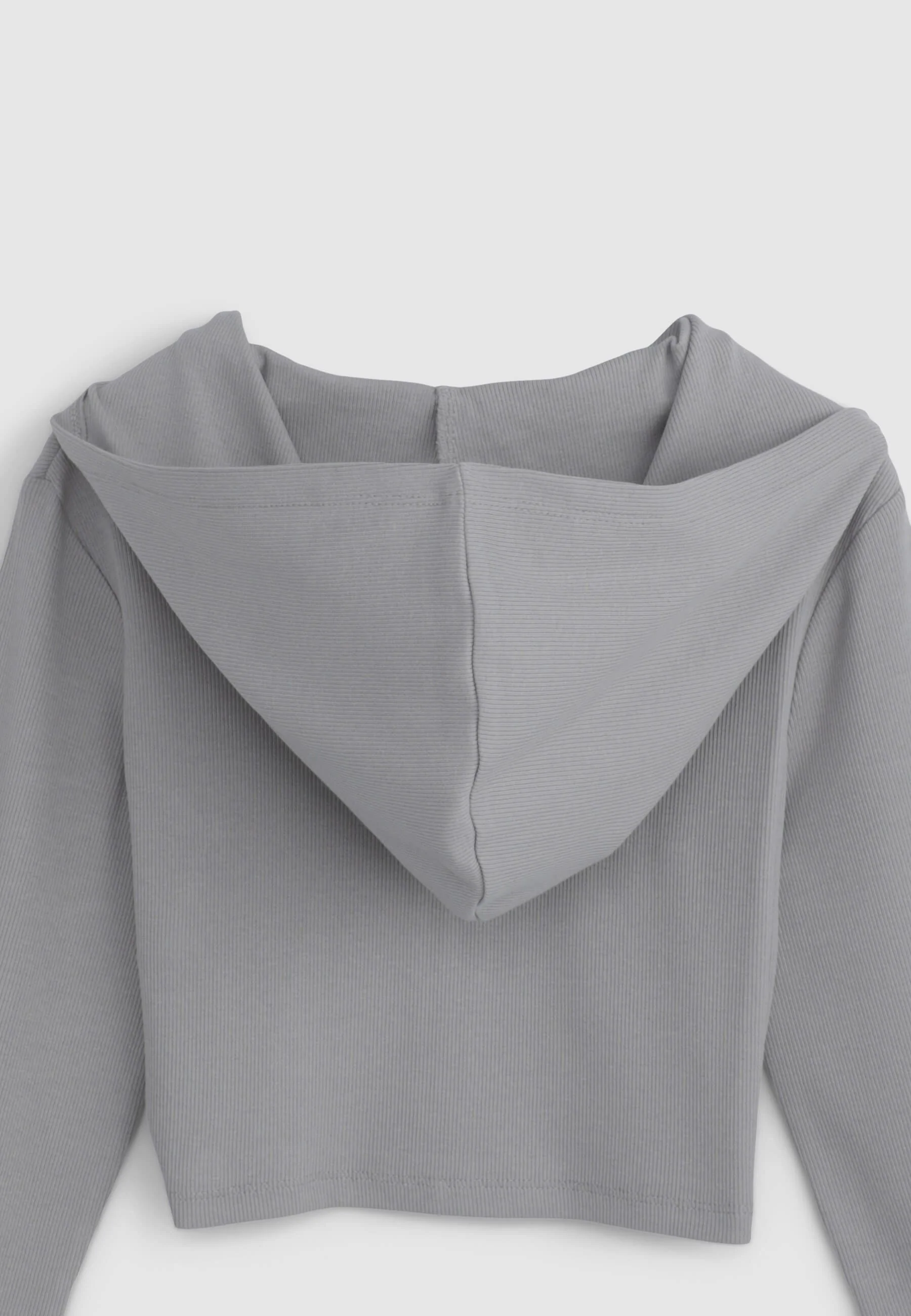 Cardigan crop a costine con cappuccio - Image 5