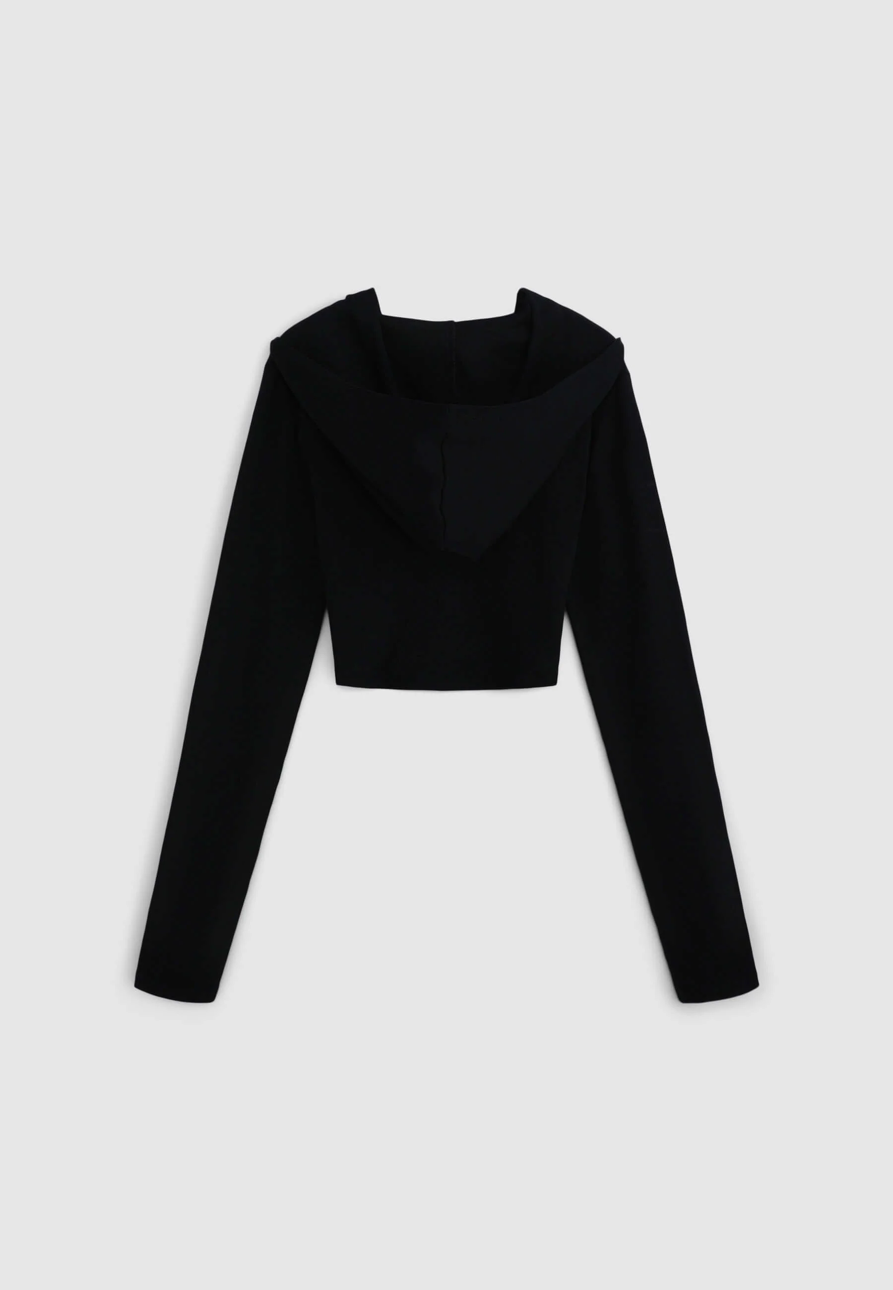 Cardigan crop a costine con cappuccio - Image 5