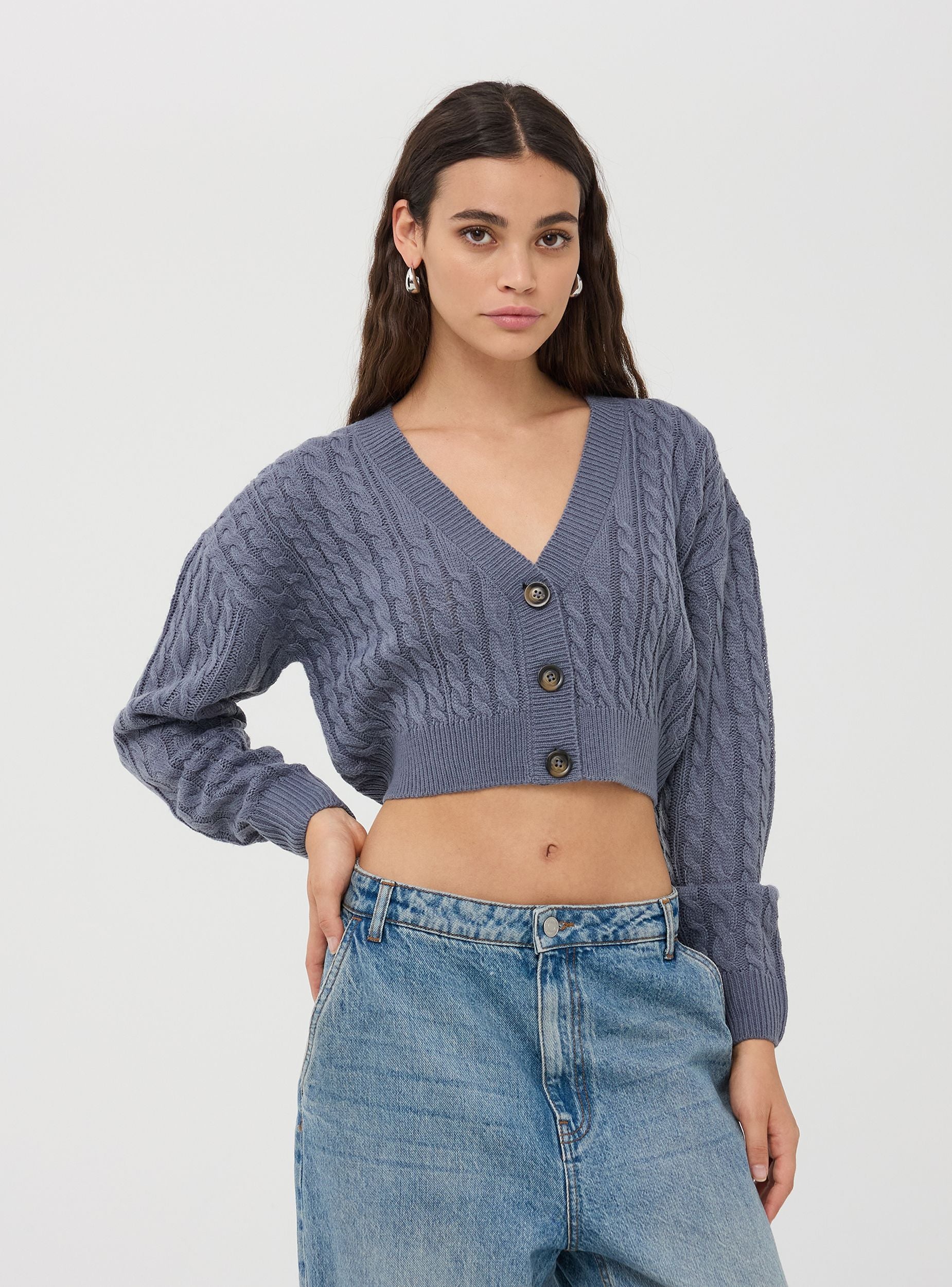 Cardigan crop con motivo a trecce - Image 2