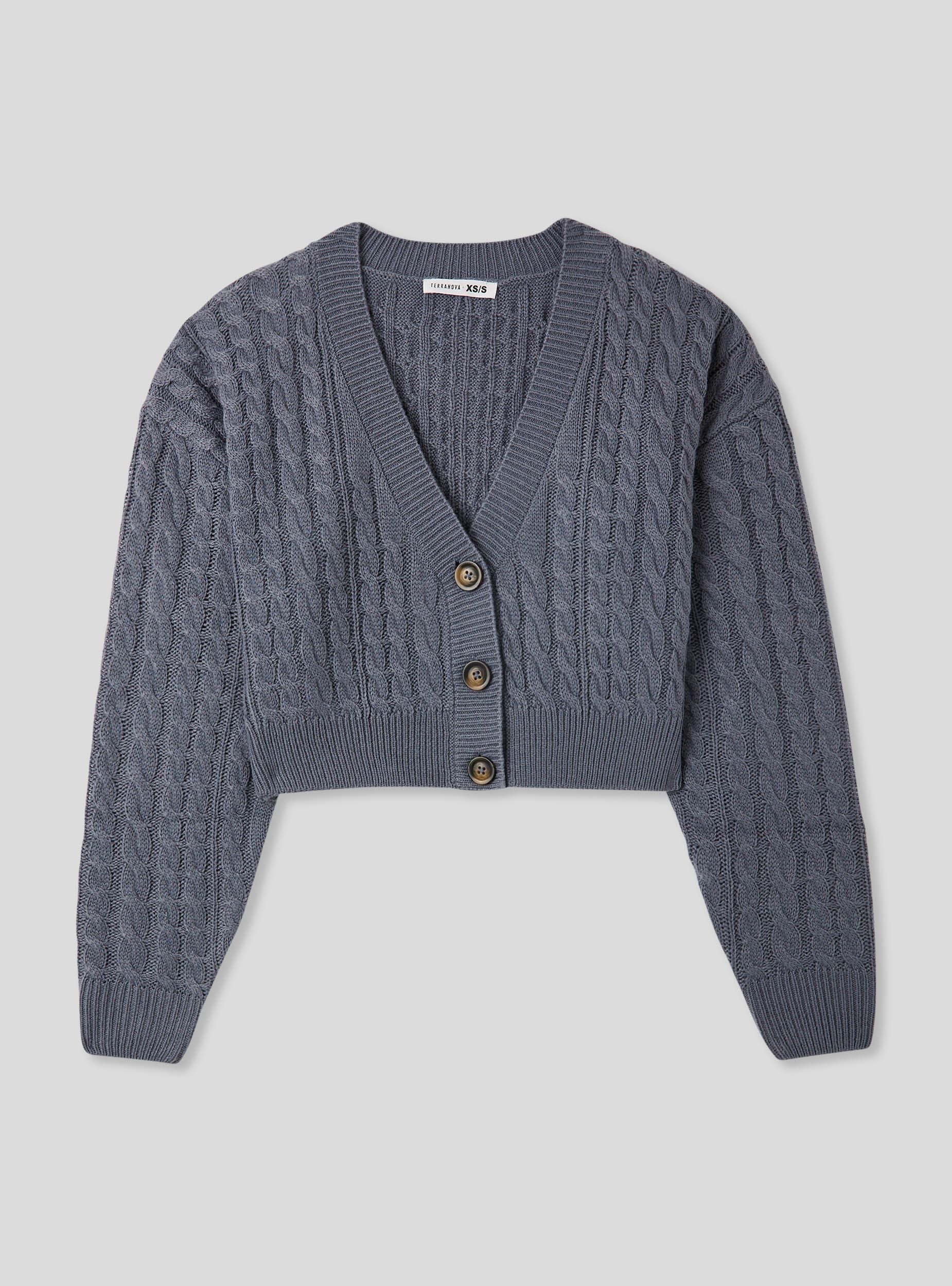 Cardigan crop con motivo a trecce - Image 5