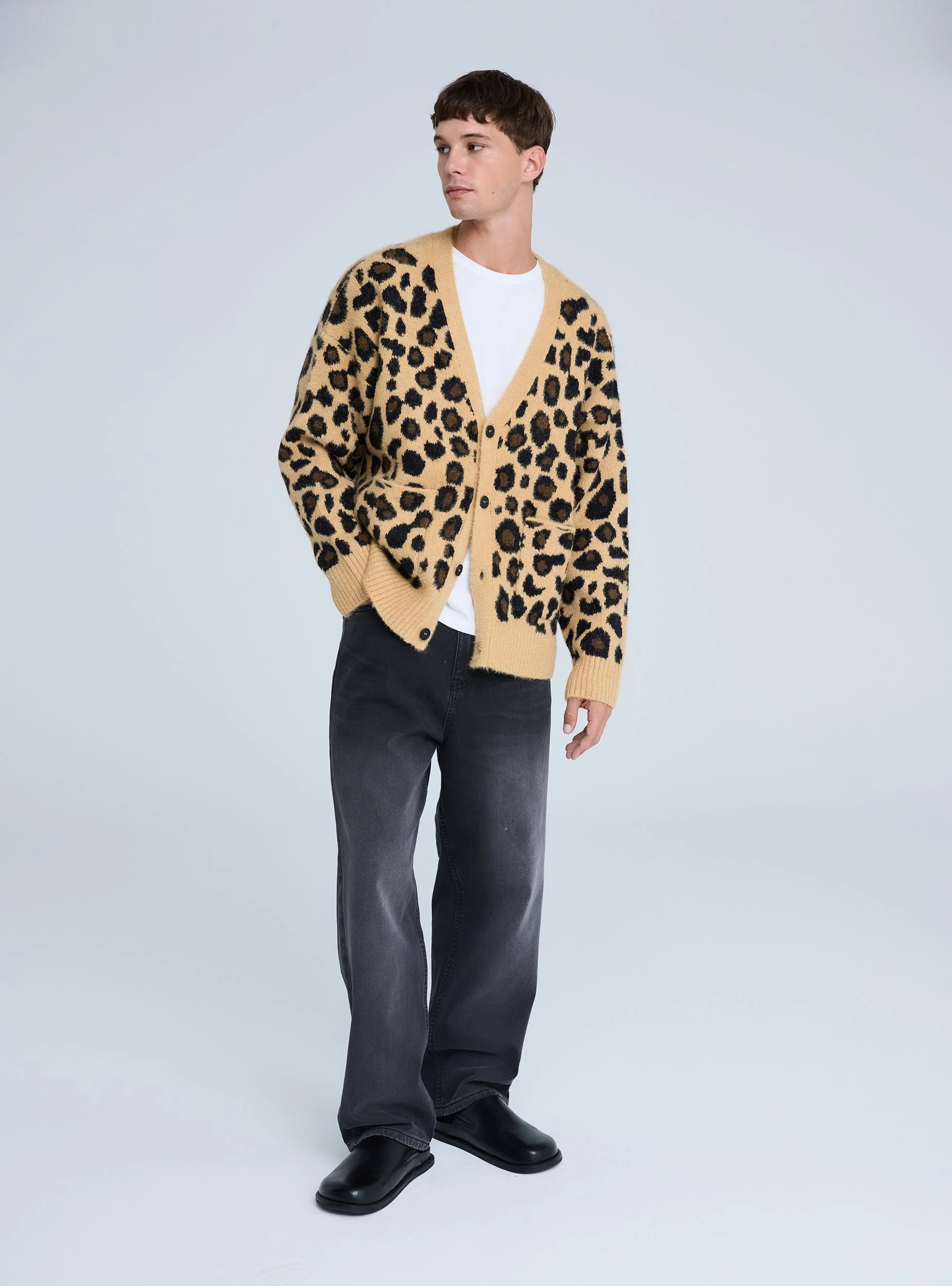 Cardigan fantasia animalier boxy fit
