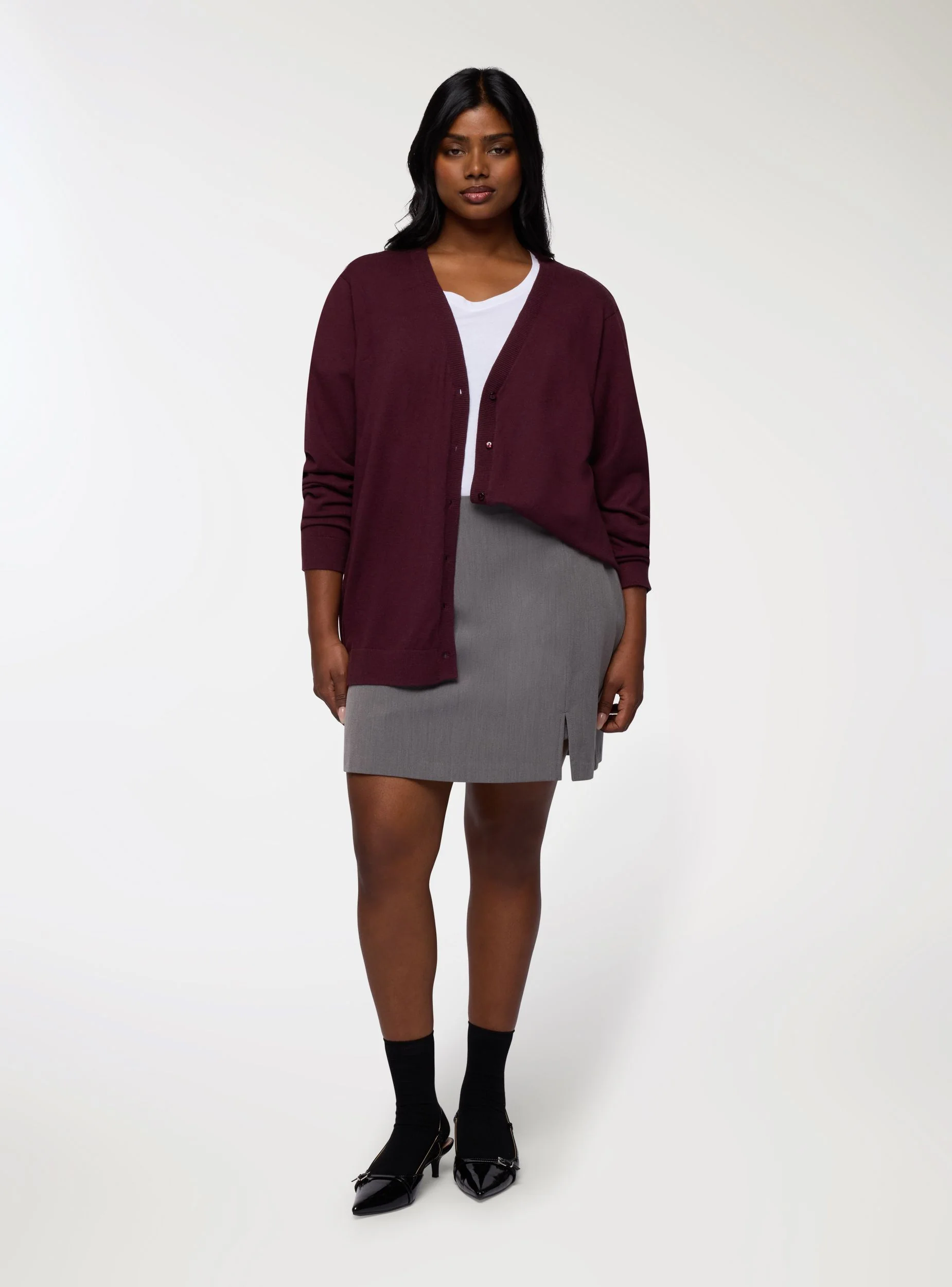 Cardigan scollo a v con bottoni - Image 3