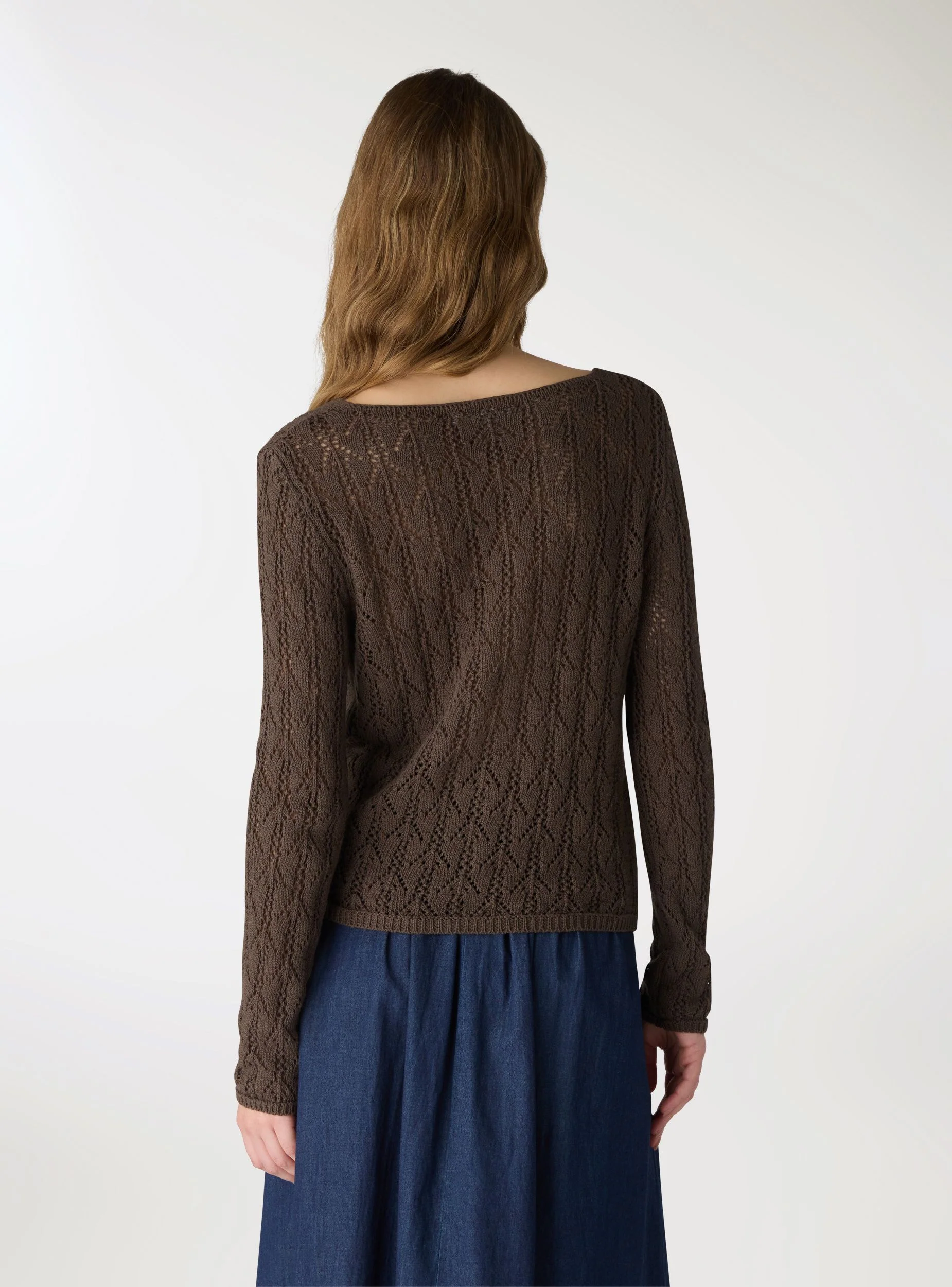 Cardigan traforato a tinta unita - Image 3