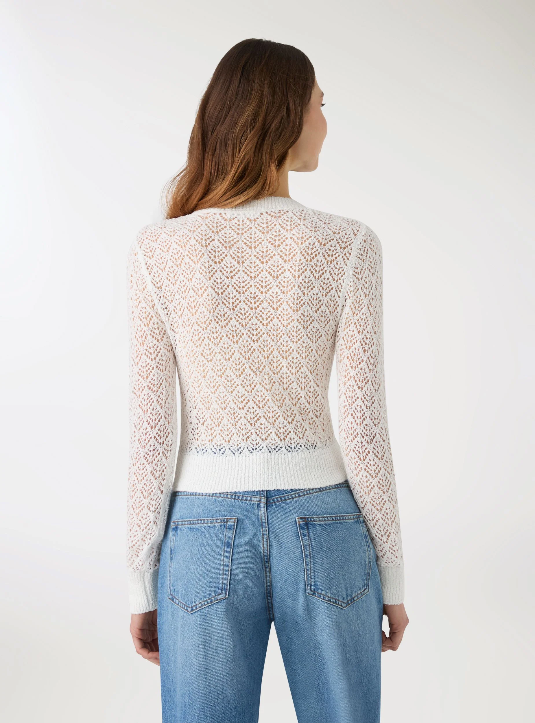 Cardigan traforato scollo a v con bottoni
