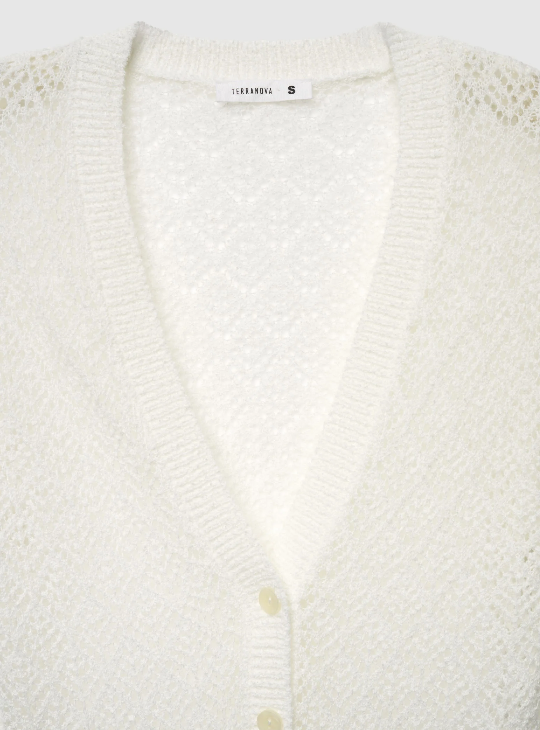 Cardigan traforato scollo a v con bottoni - Image 5