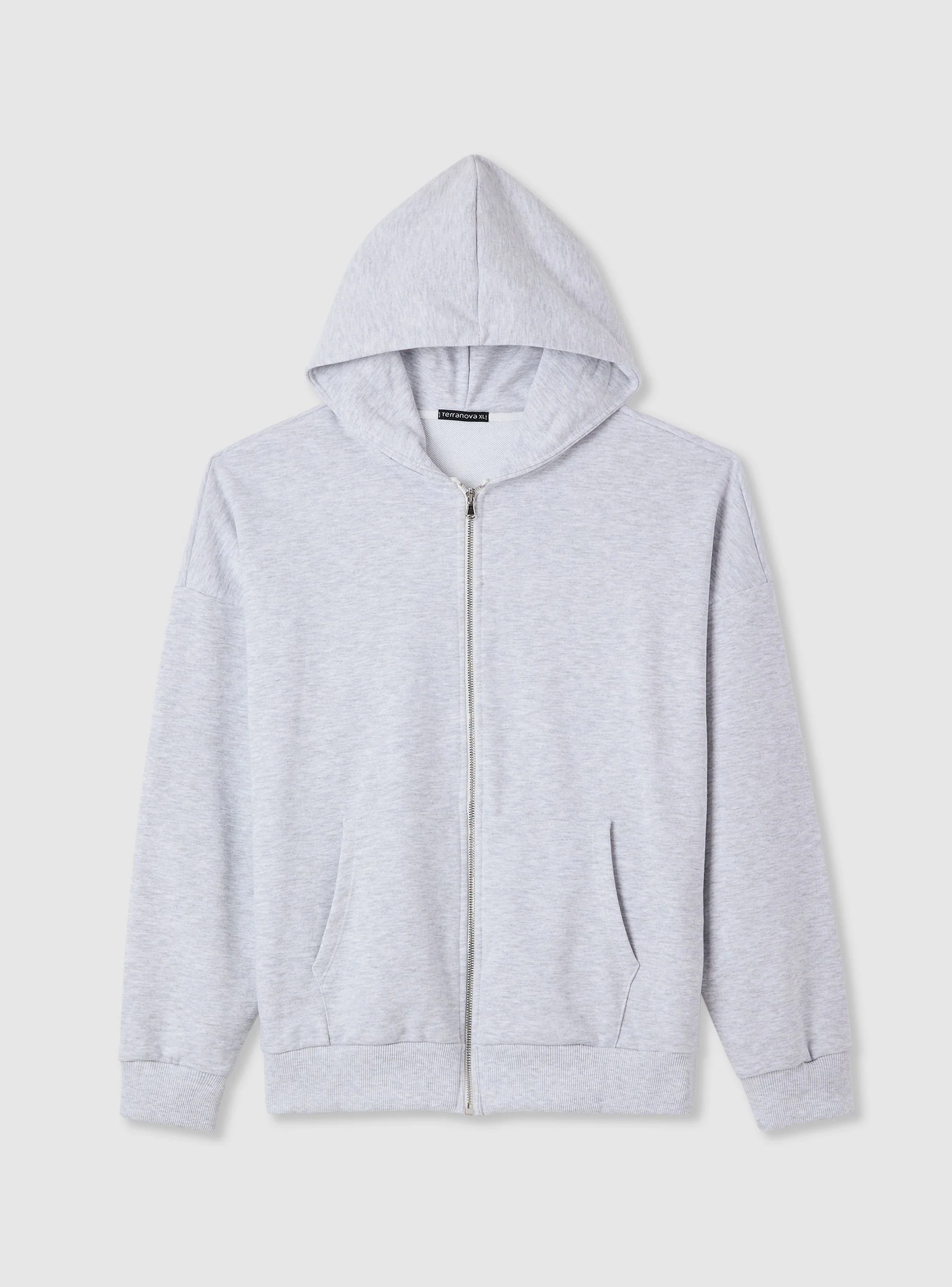Felpa boxy con cappuccio e zip a tinta unita - Image 5