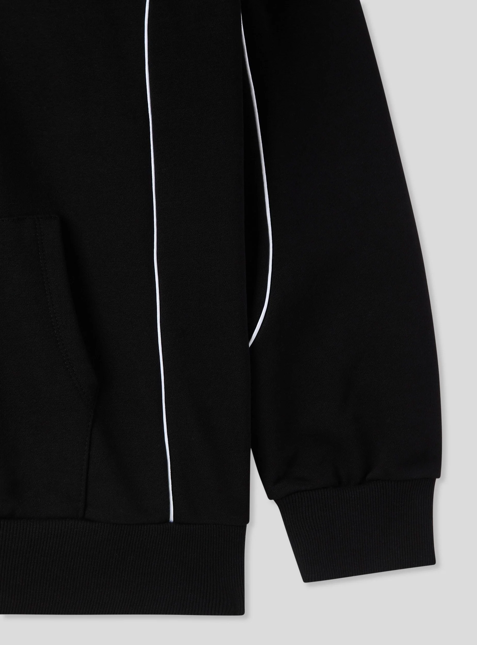 Felpa boxy fit con cappuccio, scritta e piping - Image 5