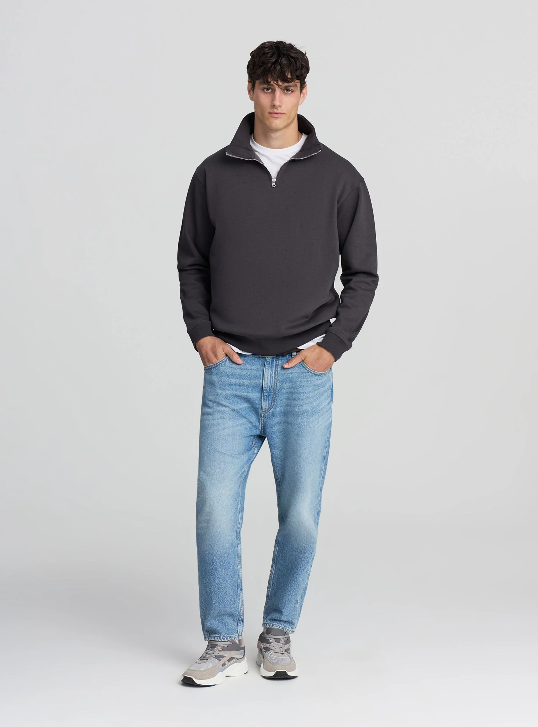 Felpa camioner con collo alto con zip