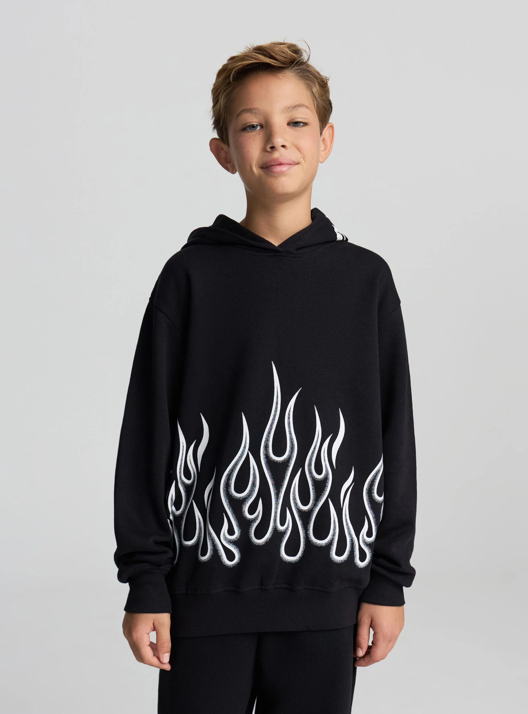 Felpa con cappuccio con stampa fiamme - Image 7