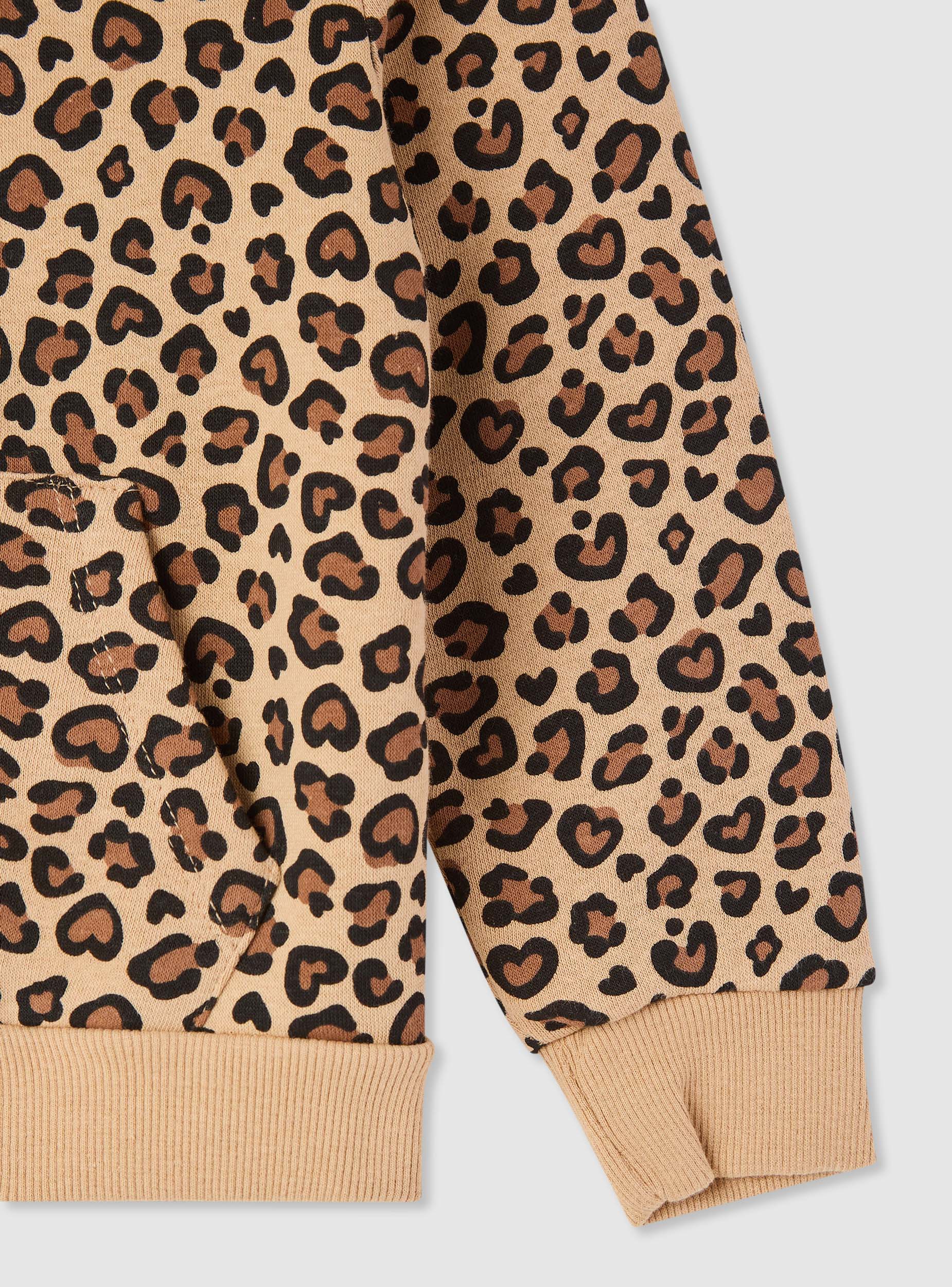 Felpa con cappuccio con zip animalier - Image 4