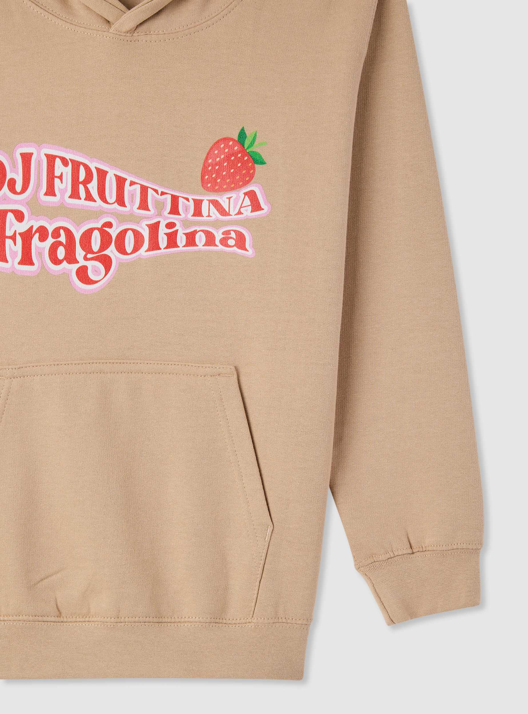 Felpa con cappuccio e stampa fragola