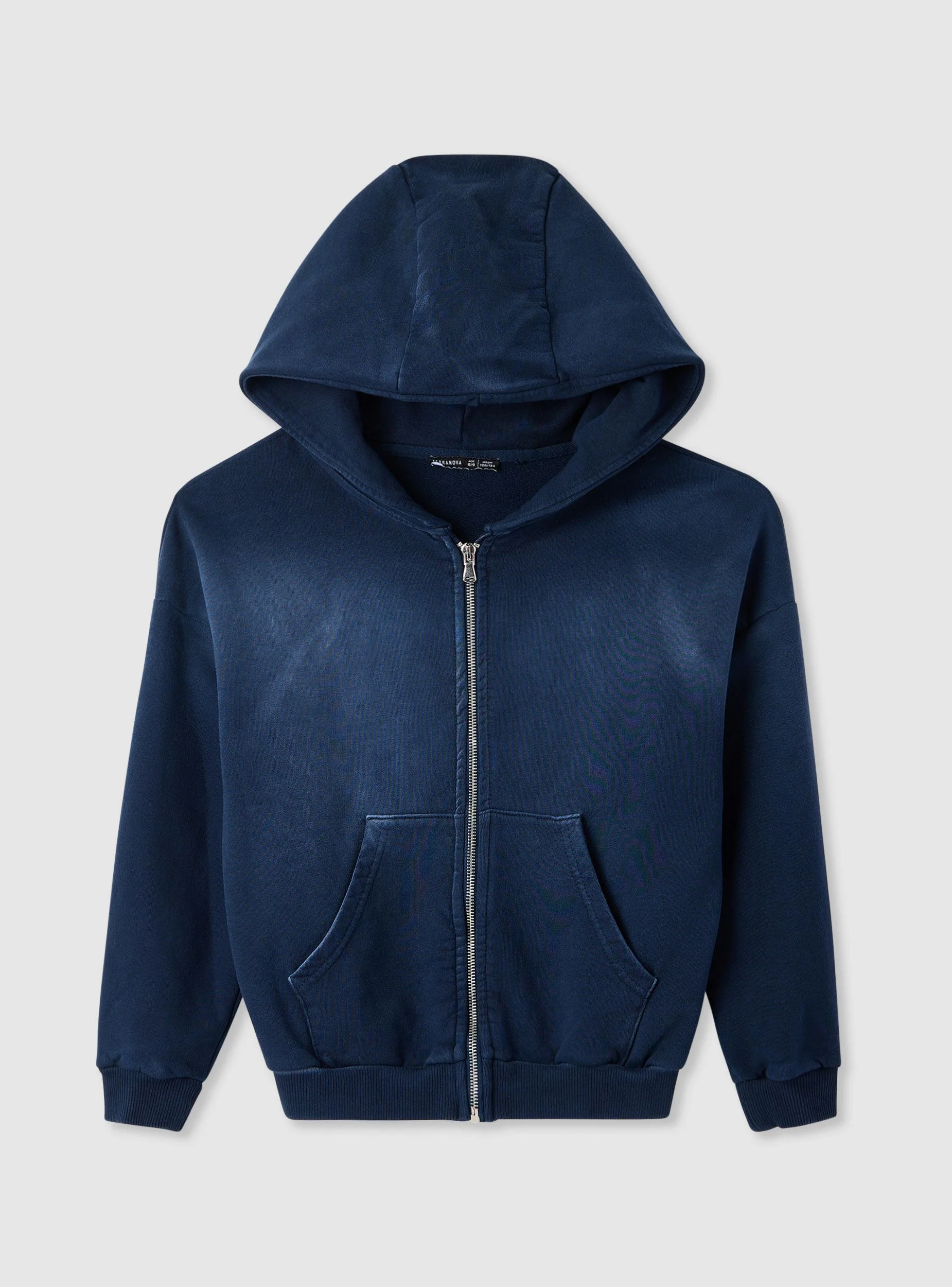 Felpa con cappuccio e zip a tinta unita
