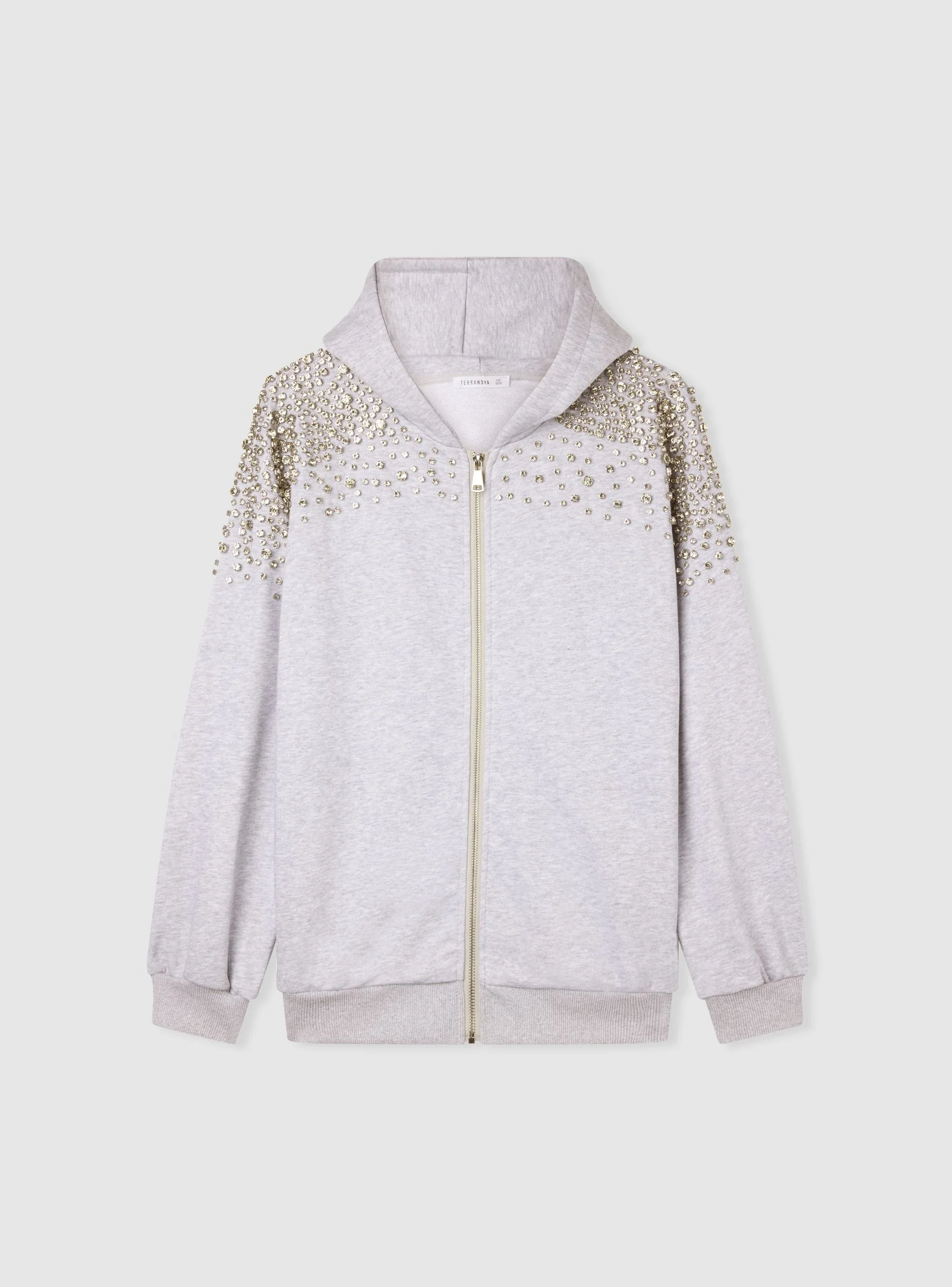 Felpa con cappuccio e zip con strass - Image 5