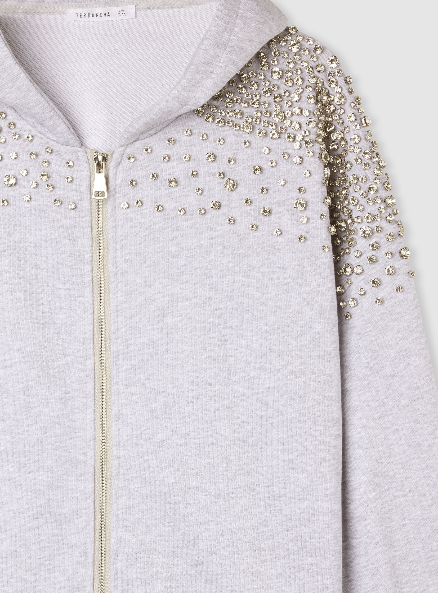 Felpa con cappuccio e zip con strass - Image 6