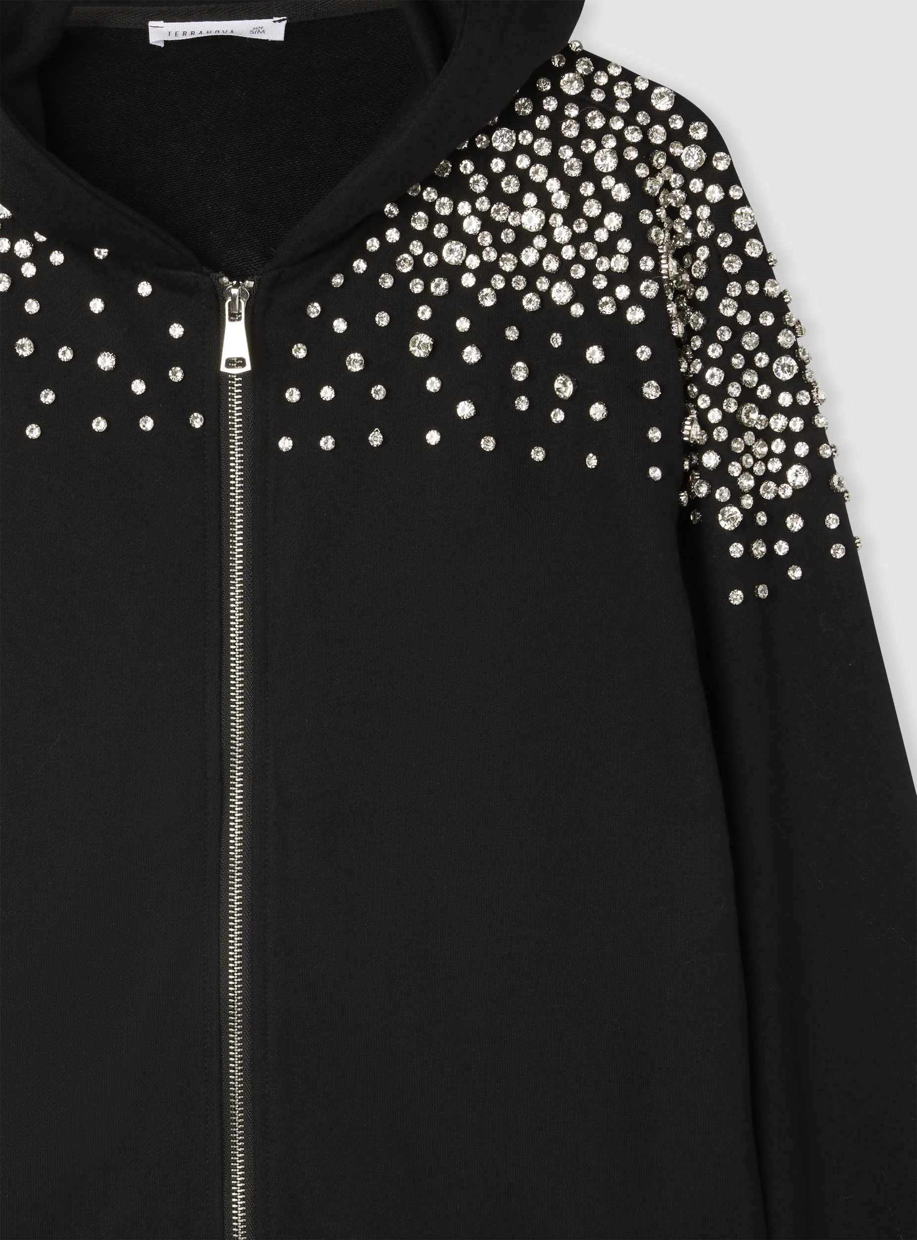 Felpa con cappuccio e zip con strass - Image 5