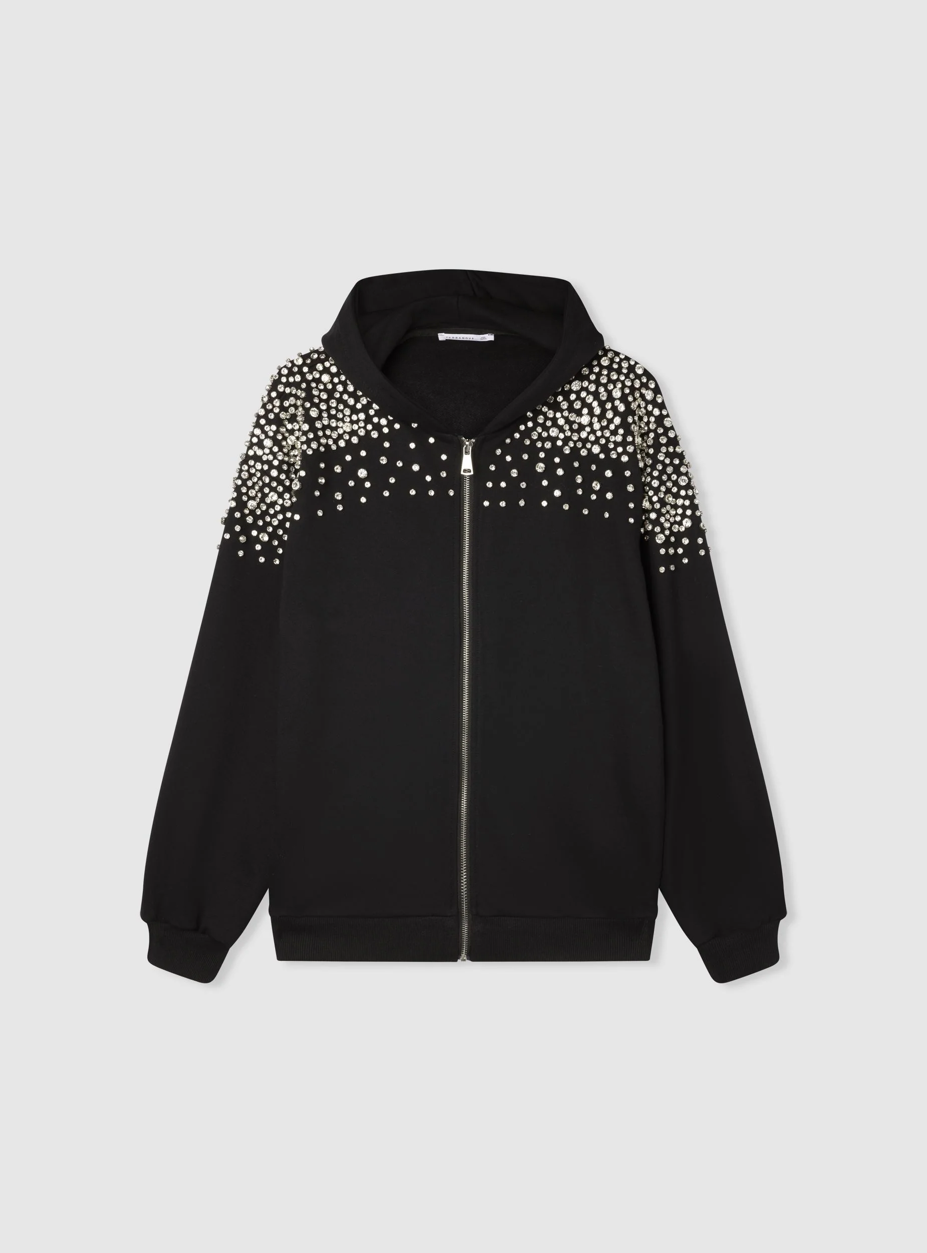 Felpa con cappuccio e zip con strass - Image 6