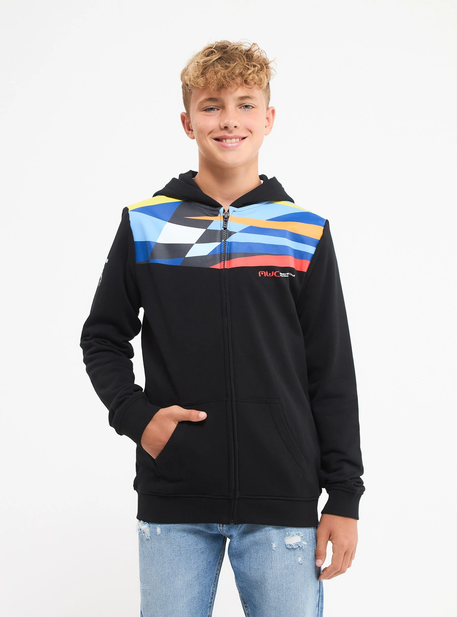 Felpa con cappuccio e zip stampa fronte/retro