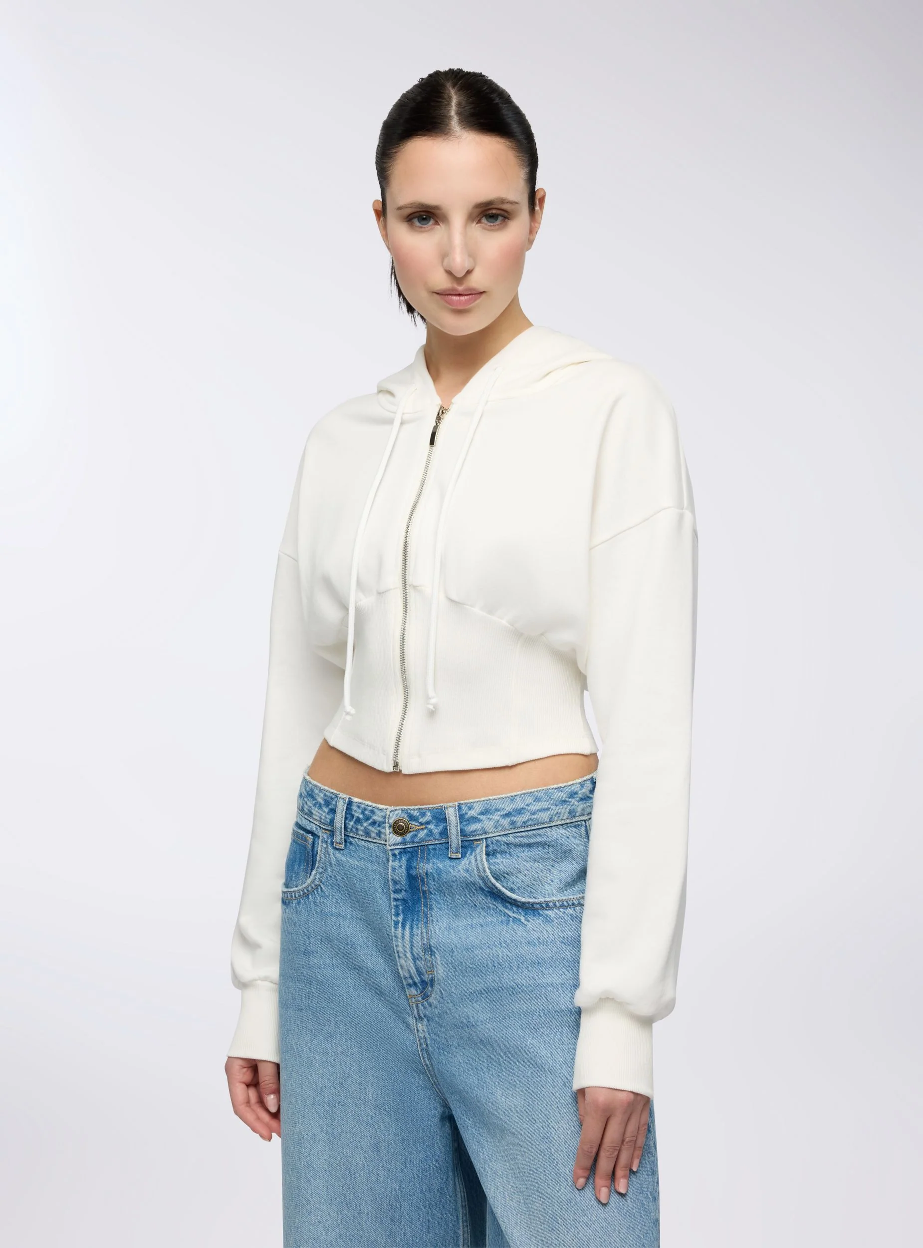 Felpa corsetto con cappuccio e zip - Image 4