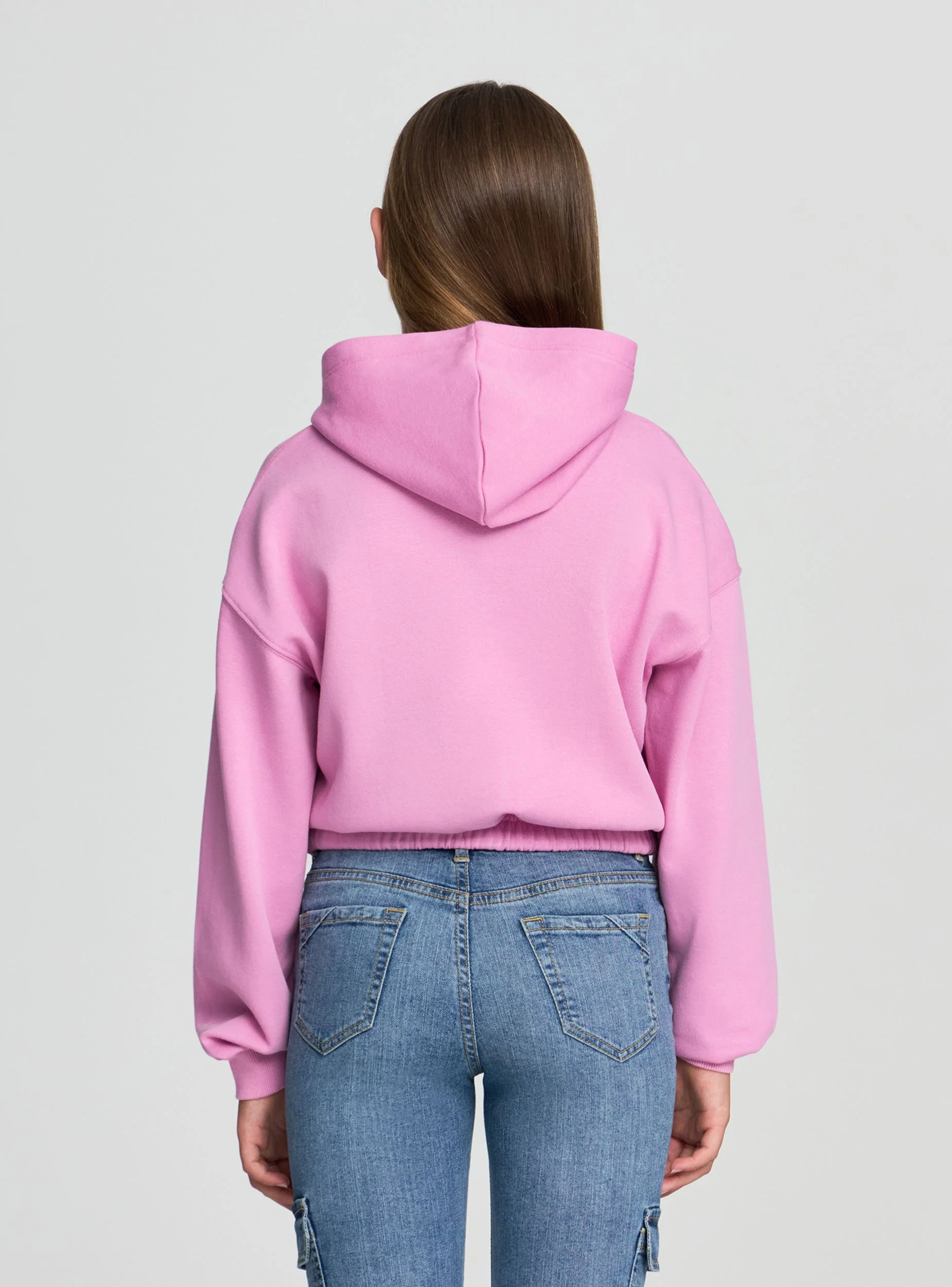 Felpa crop con cappuccio e coulisse - Image 3