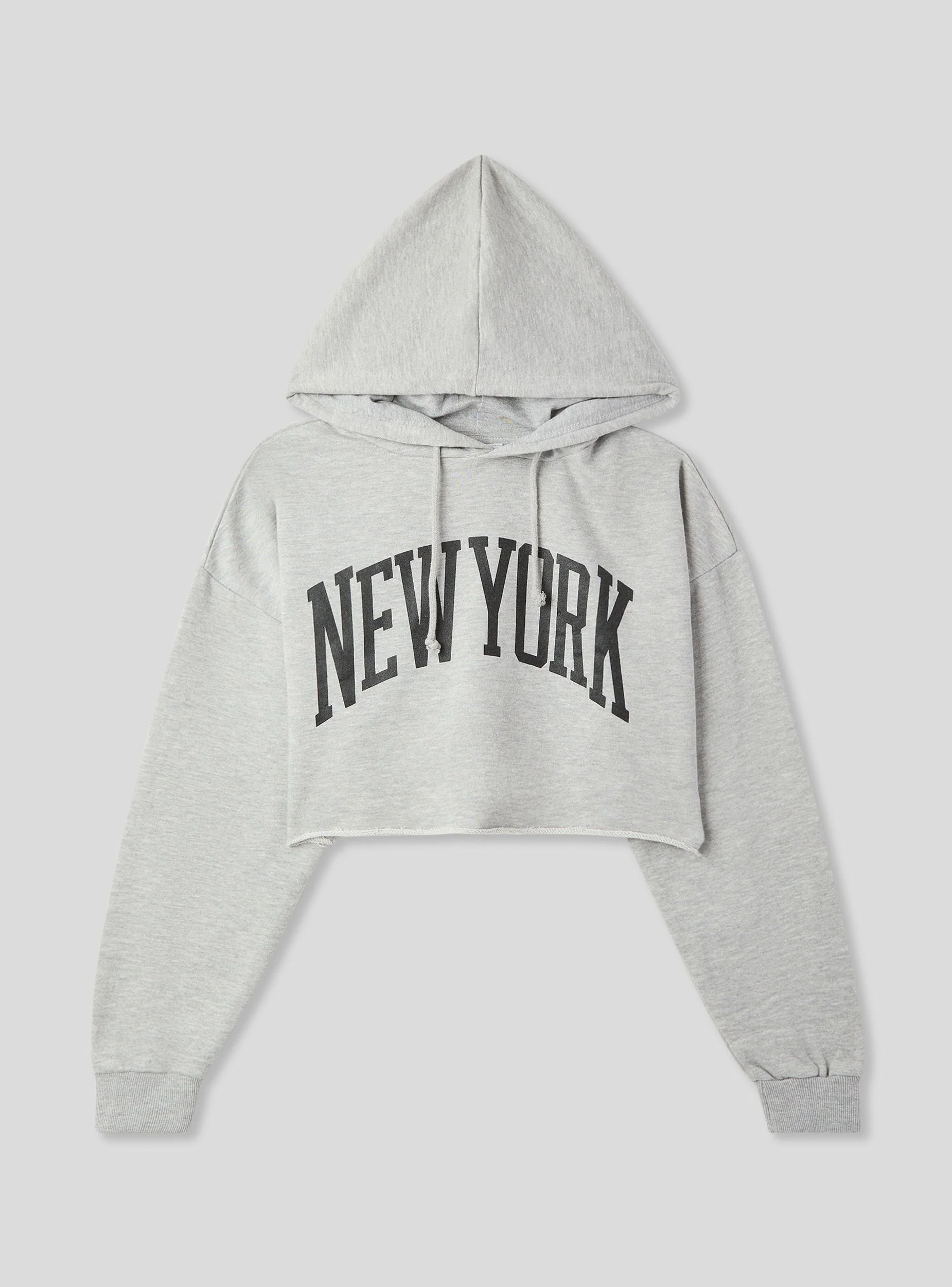 Felpa crop con cappuccio e stampa New York - Image 6