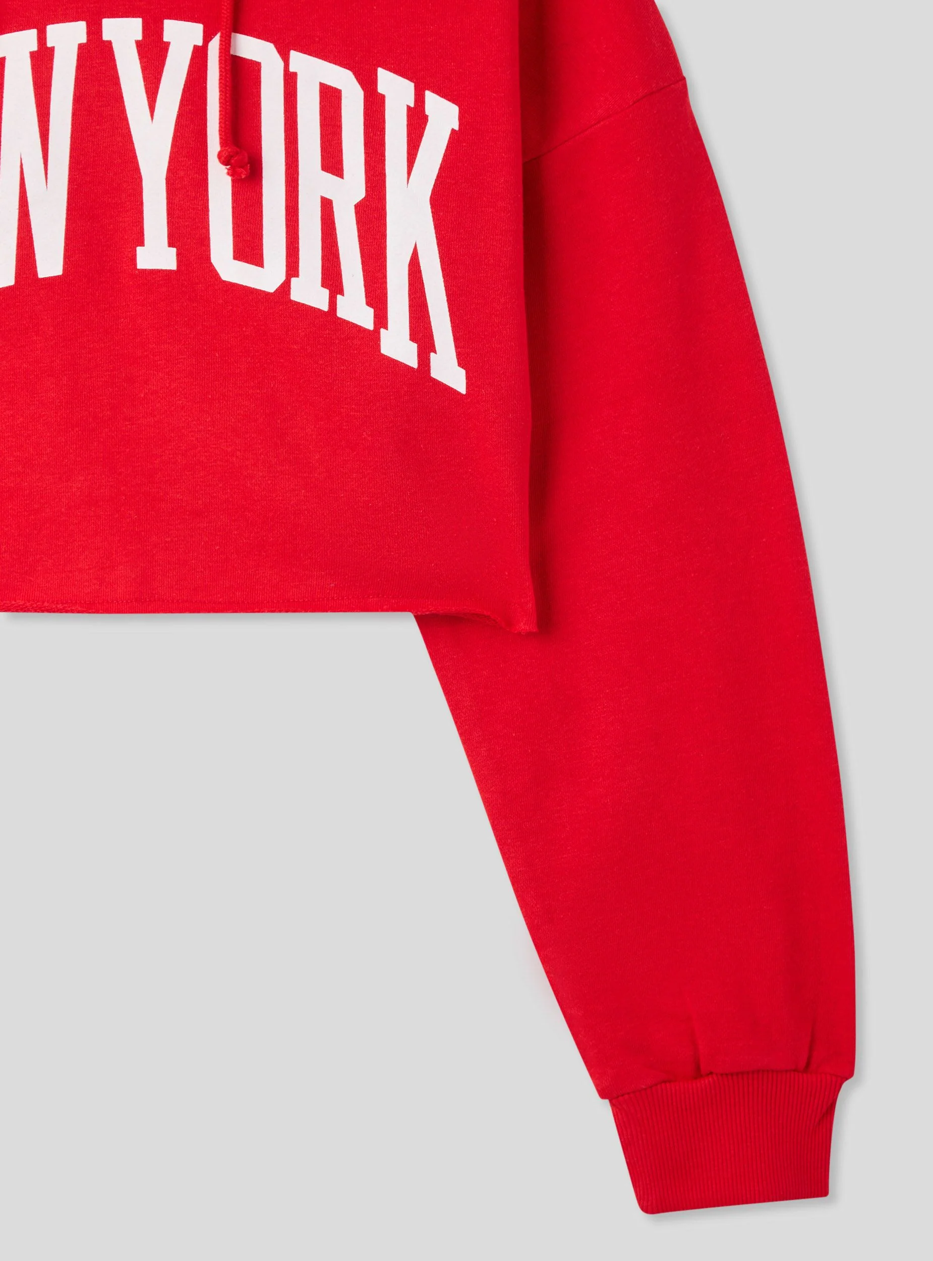 Felpa crop con cappuccio e stampa New York - Image 4