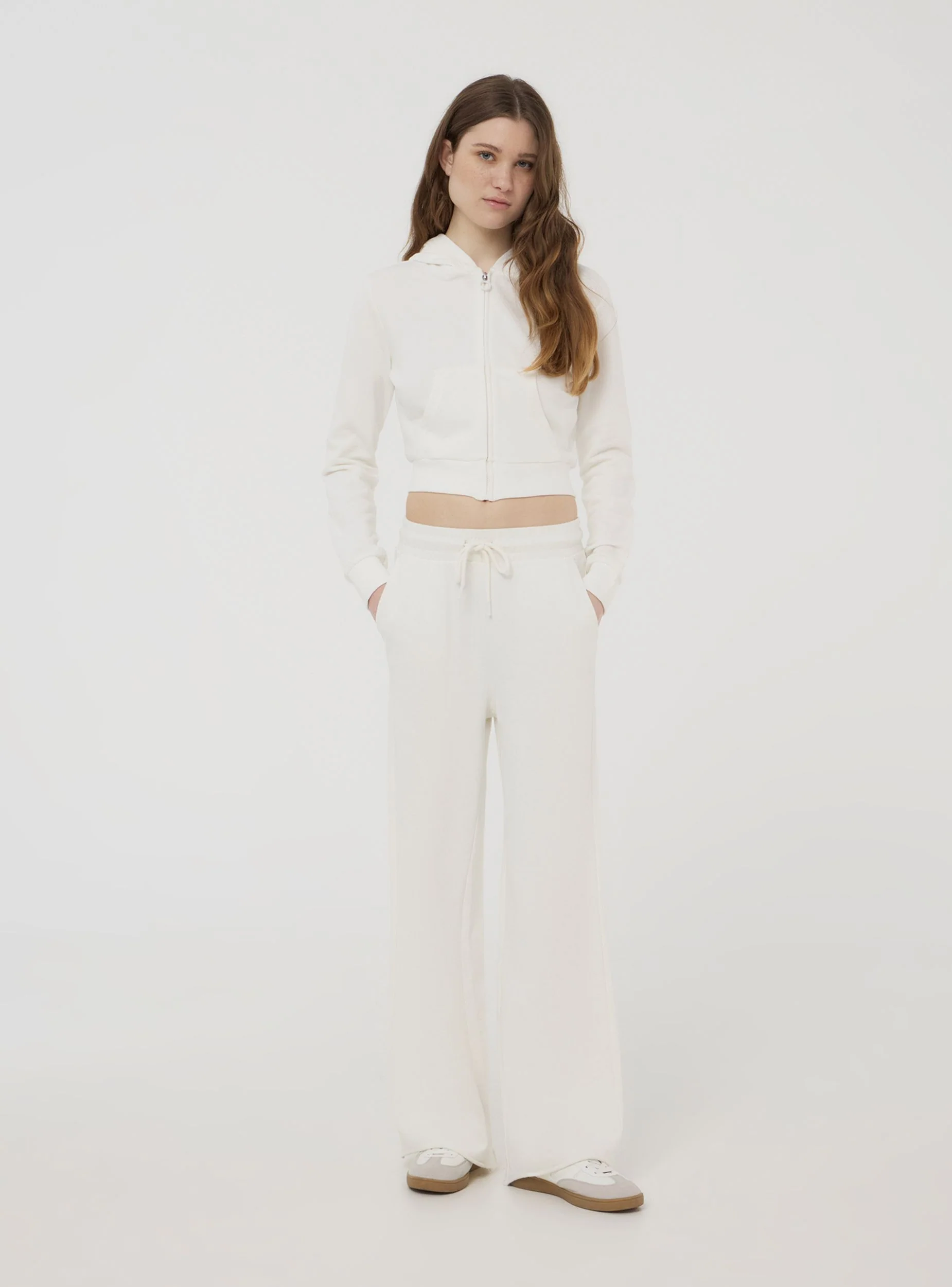 Felpa crop con cappuccio e zip