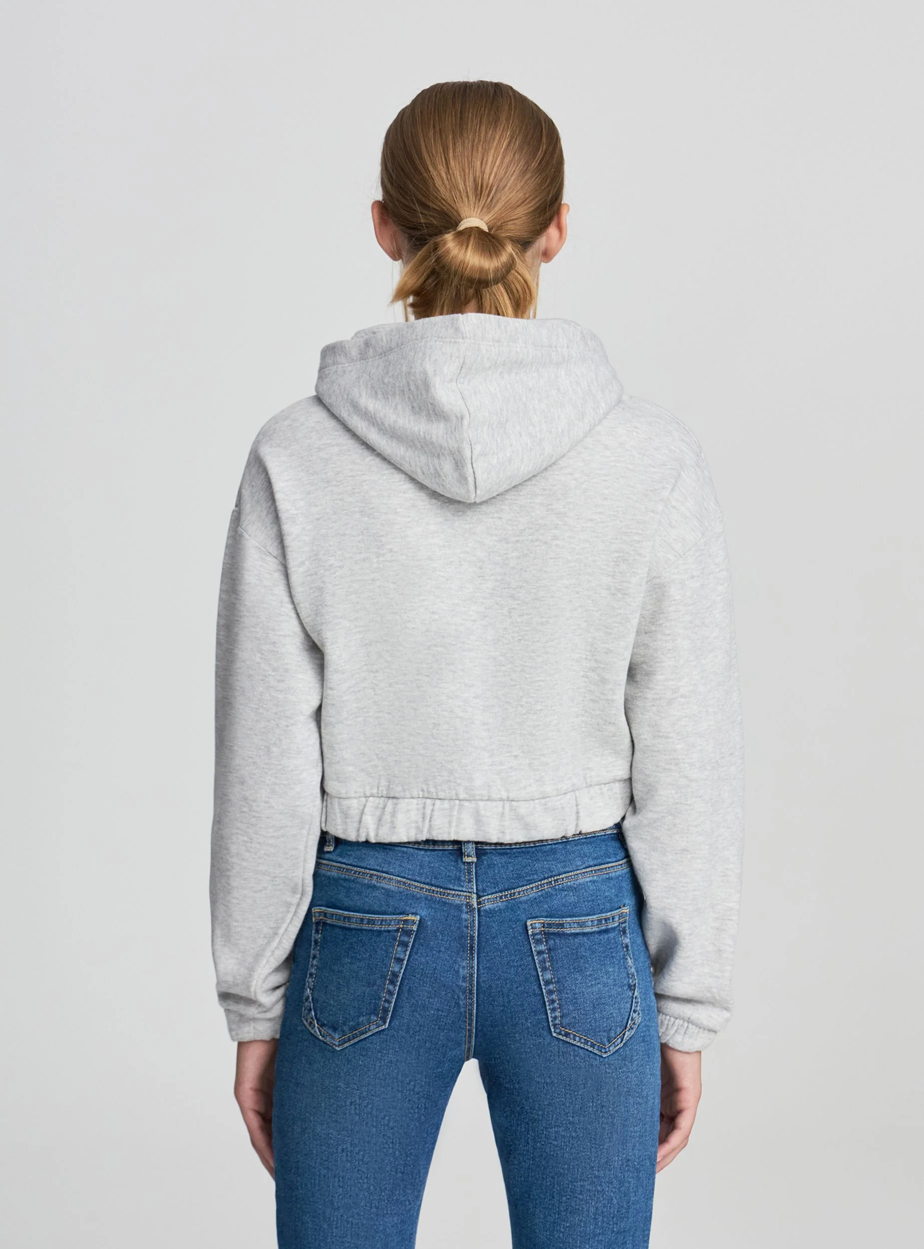 Felpa crop con cappuccio e zip - Image 3