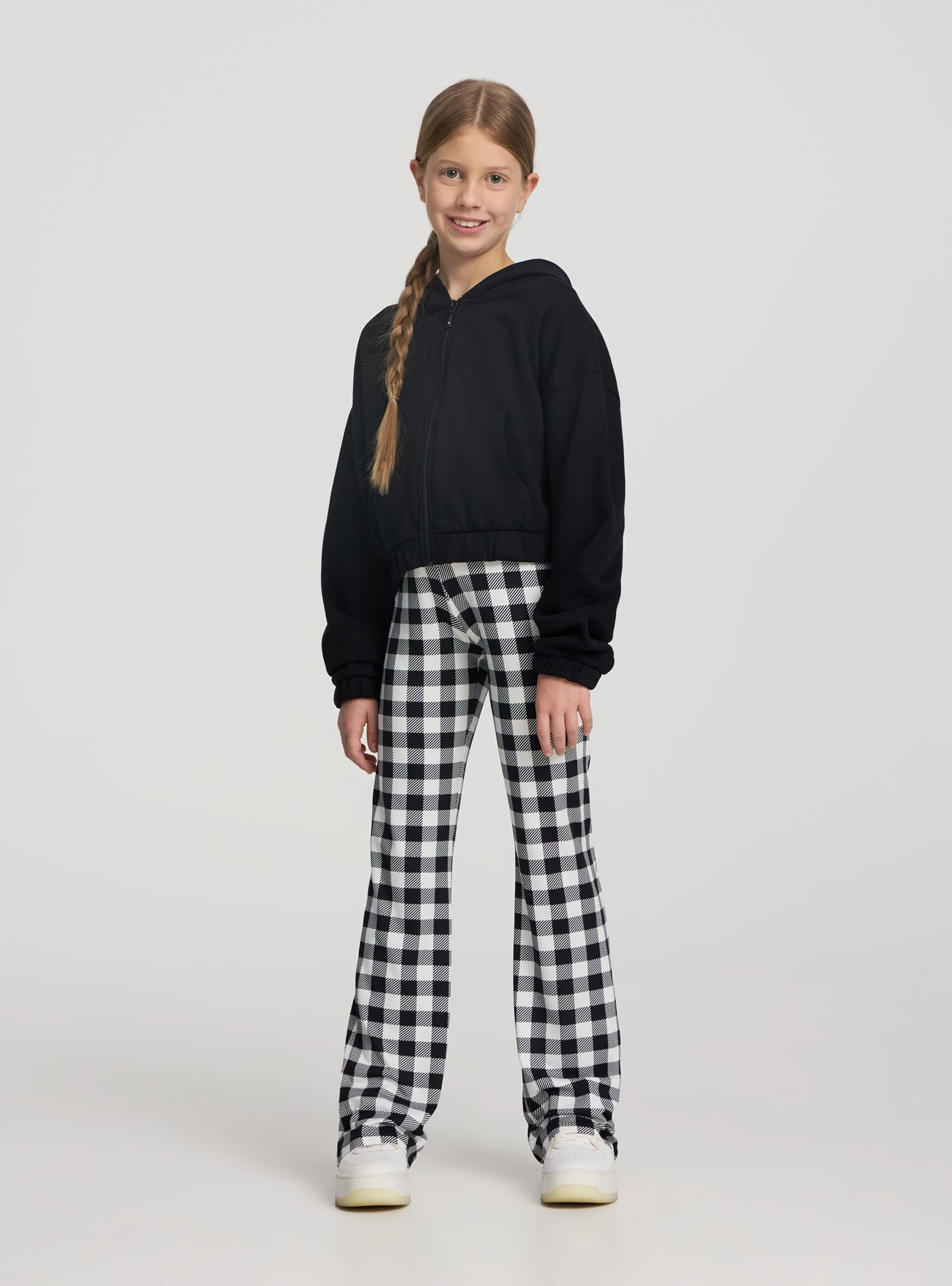 Felpa crop con cappuccio e zip