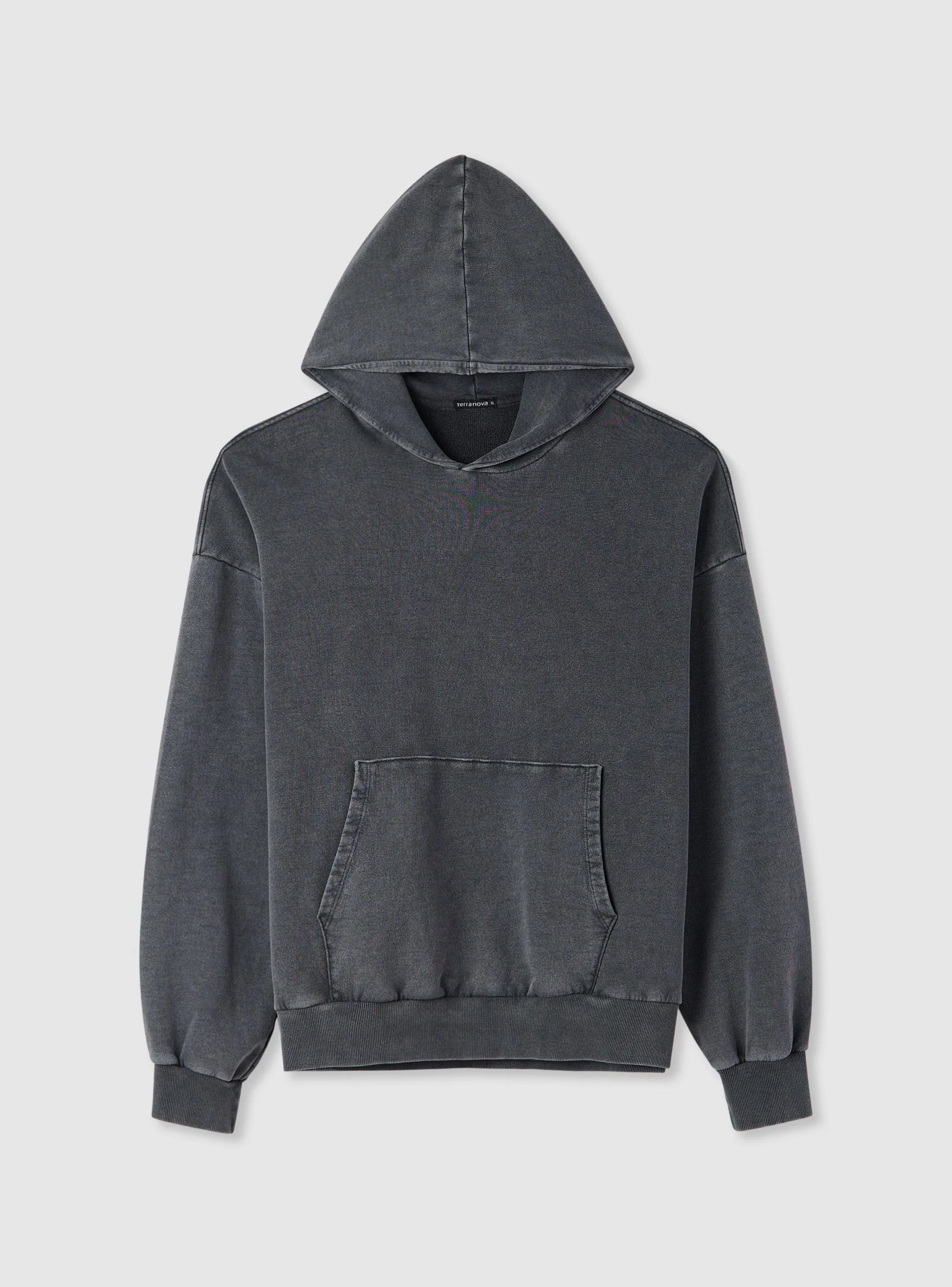 Felpa crop con cappuccio senza zip acid wash - Image 5