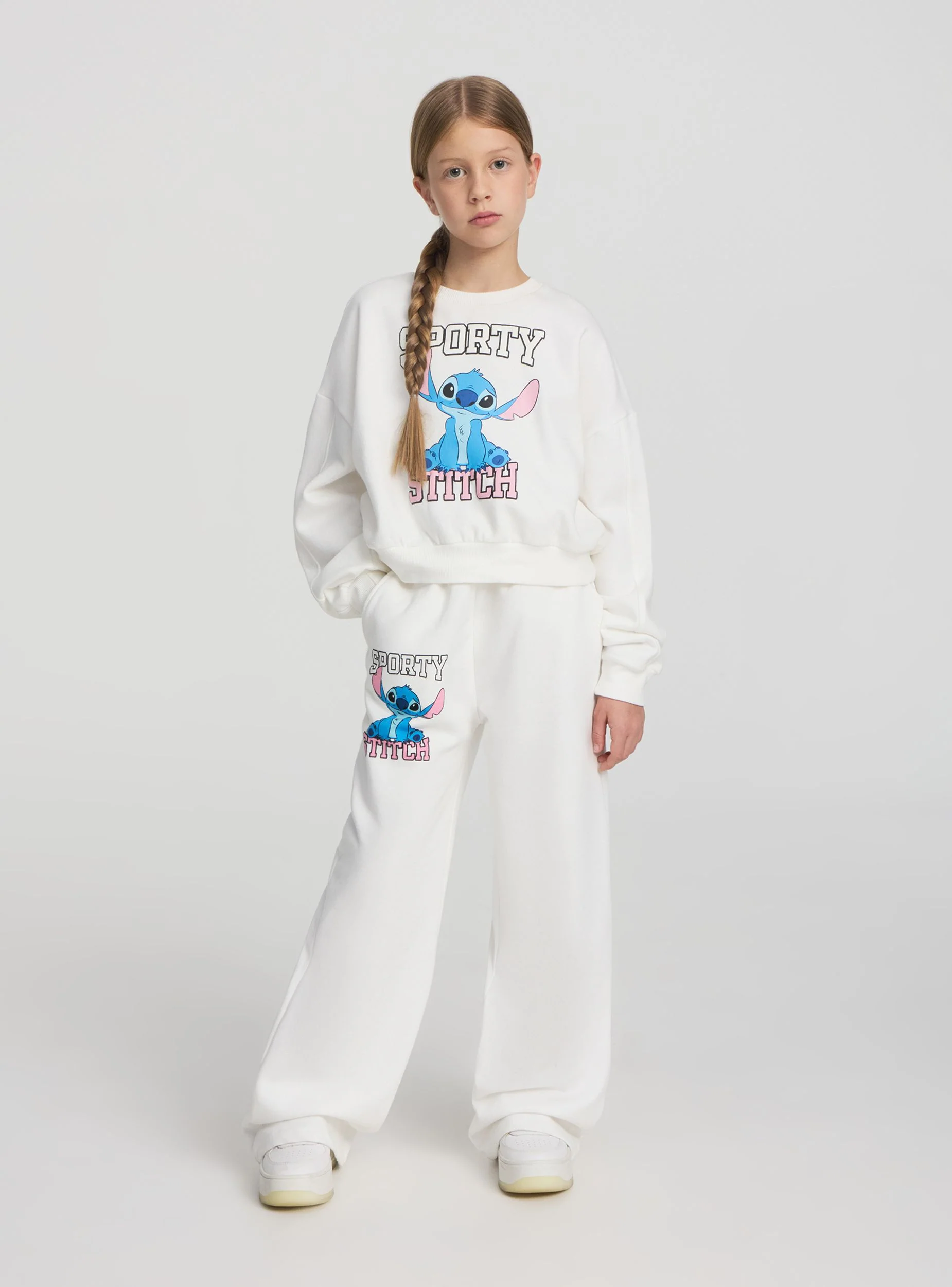 Felpa crop con stampa Stitch® e scritta - Image 3