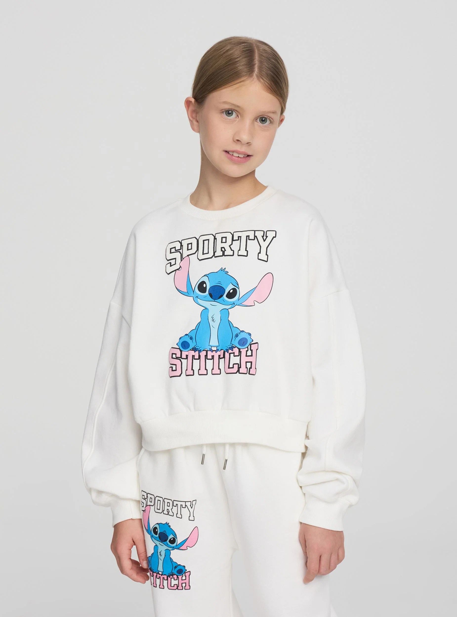 Felpa crop con stampa Stitch® e scritta - Image 7