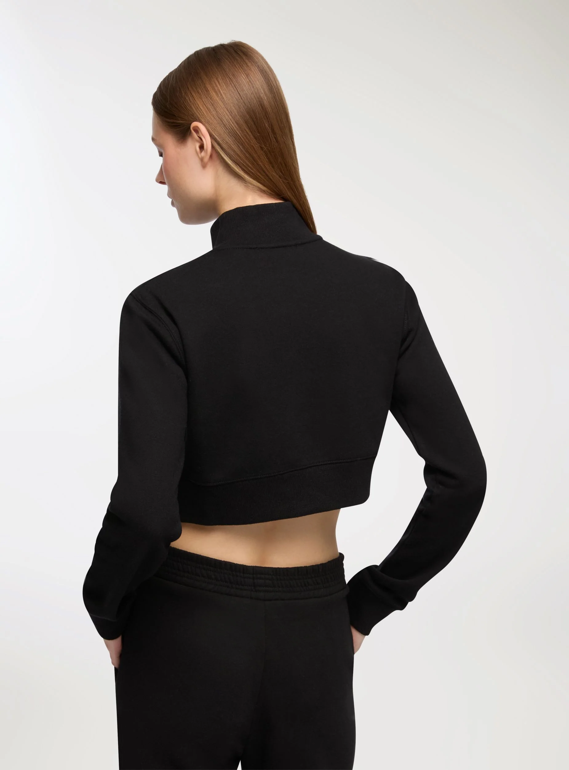 Felpa crop con zip girocollo - Image 3
