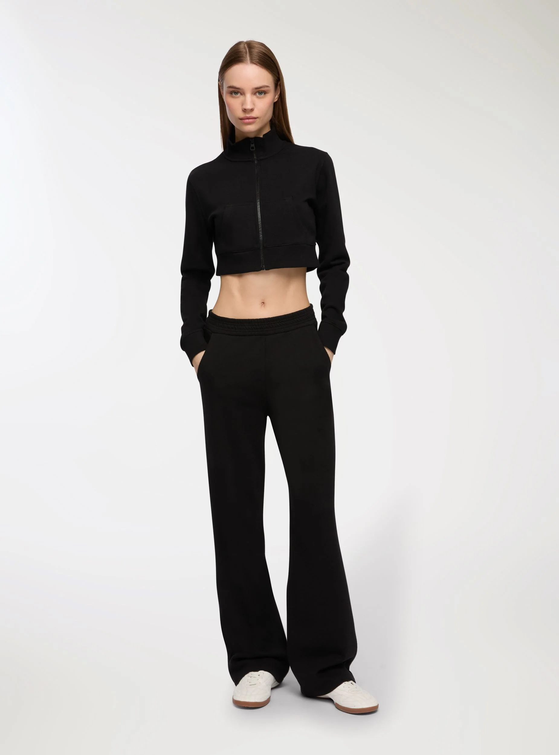 Felpa crop con zip girocollo - Image 4