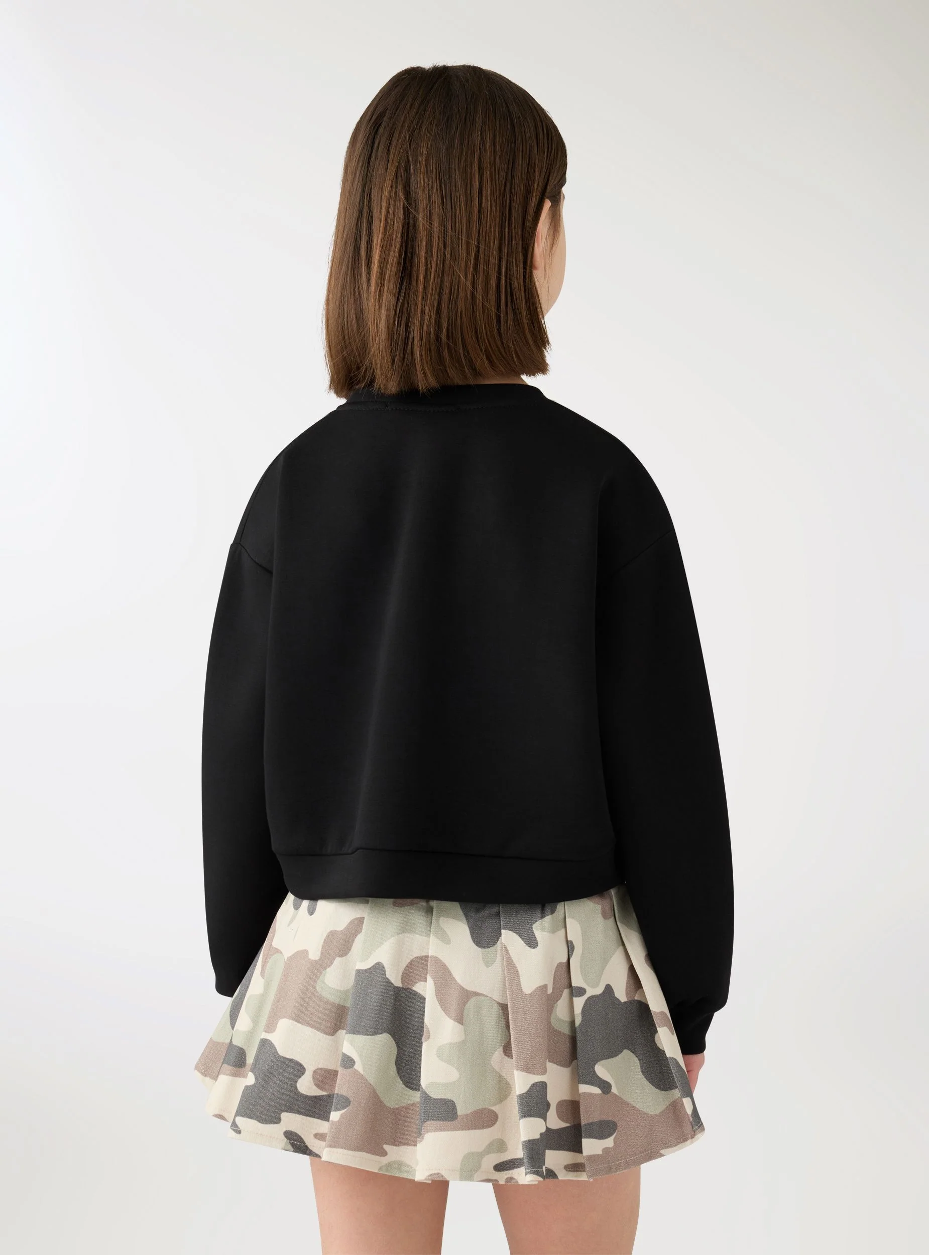 Felpa crop girocollo con patch in pizzo - Image 3