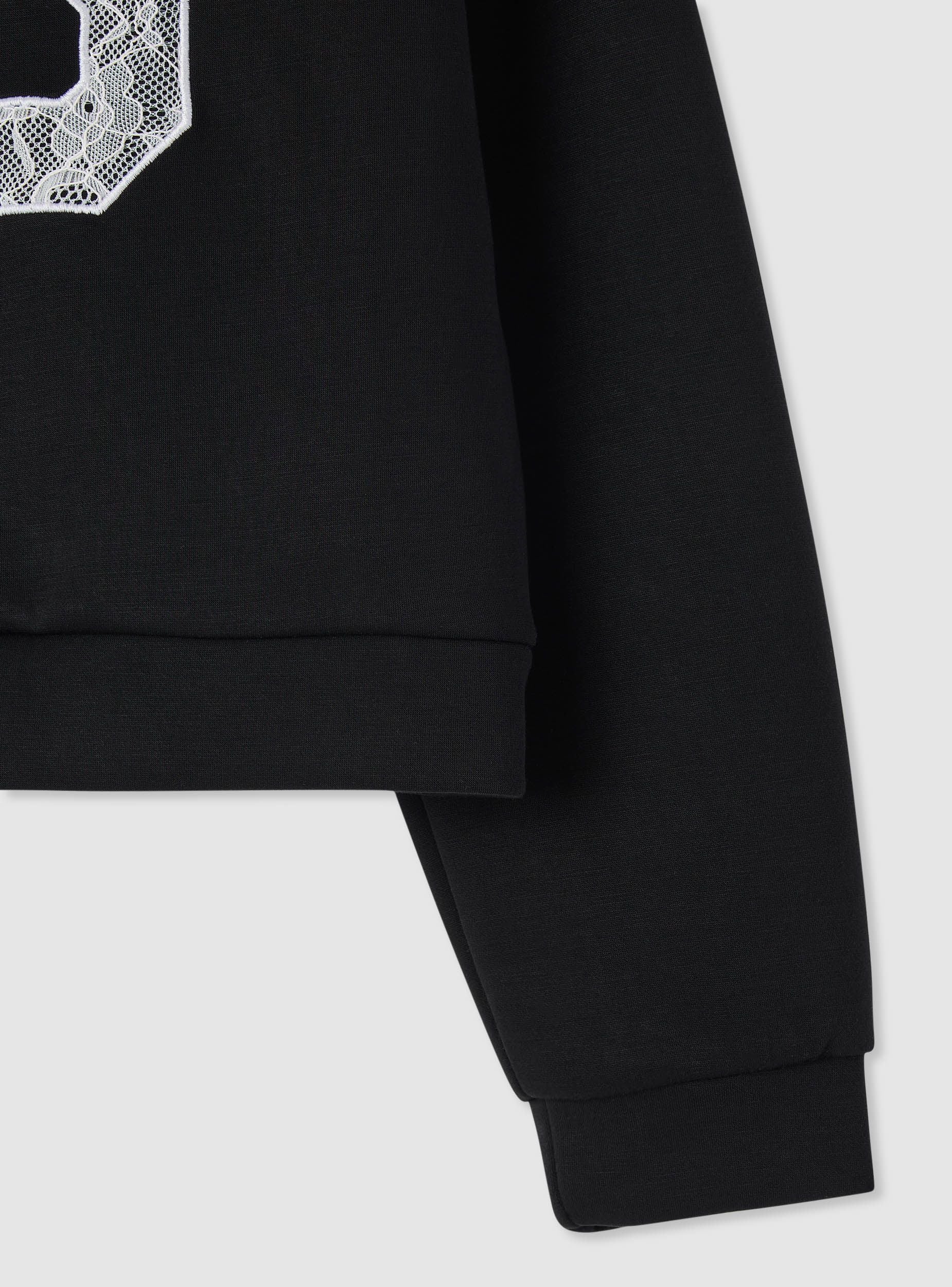 Felpa crop girocollo con patch in pizzo - Image 6