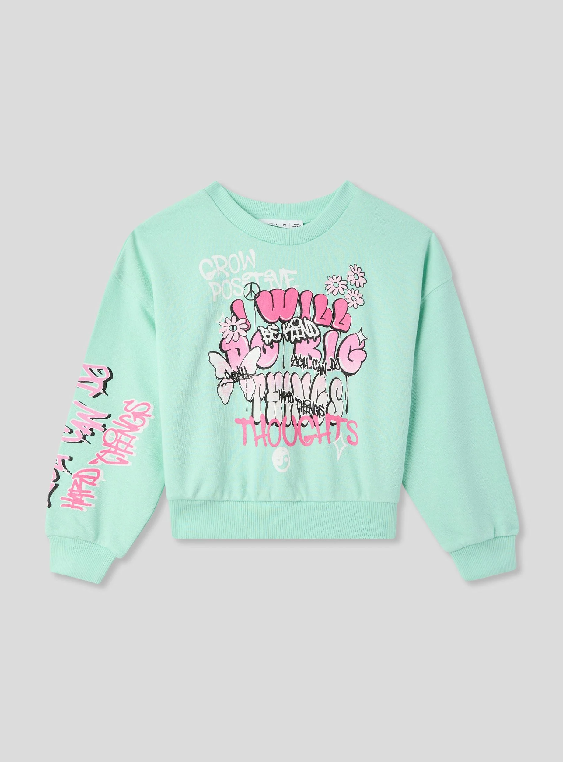 Felpa crop leggera con stampa stile graffiti - Image 4