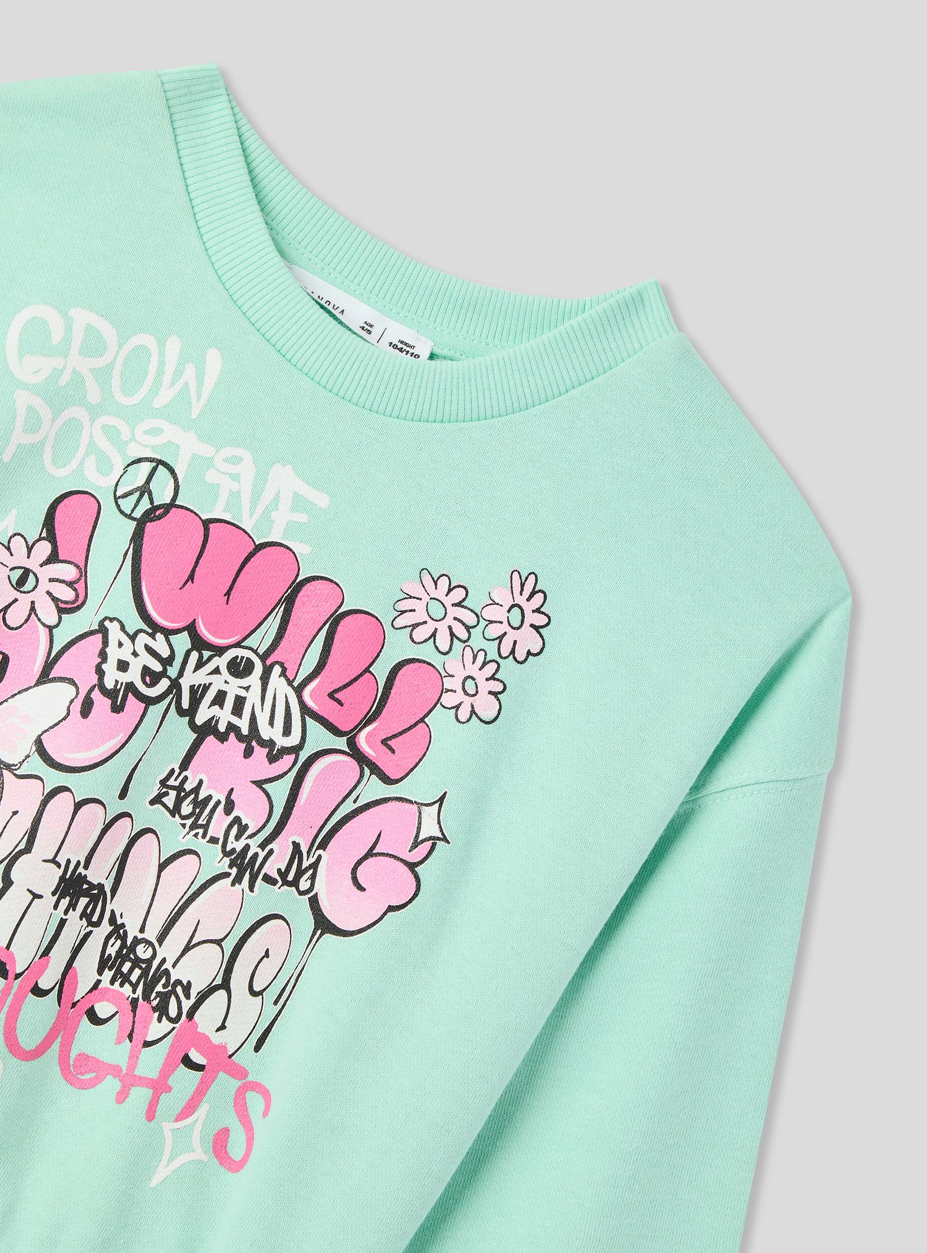 Felpa crop leggera con stampa stile graffiti - Image 5