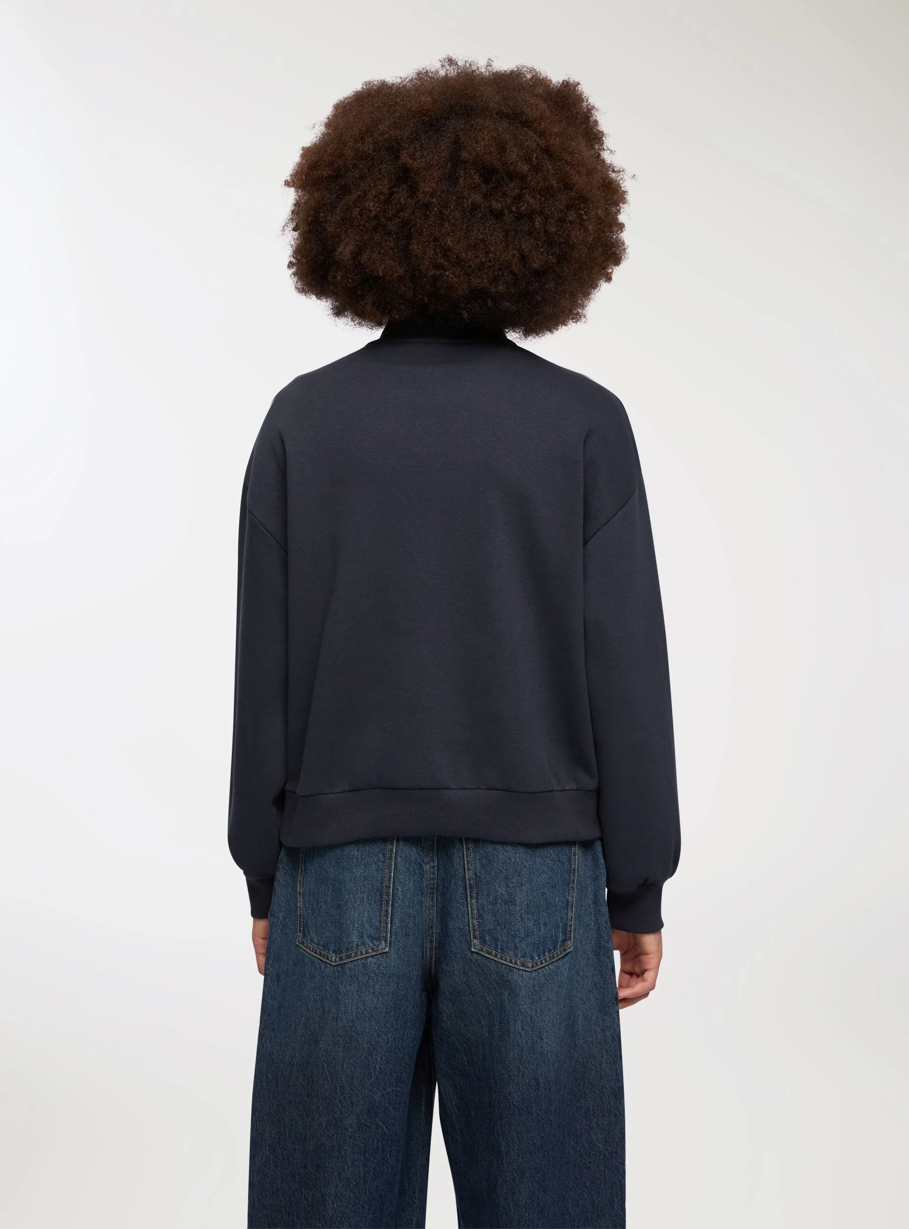 Felpa half zip con ricamo college