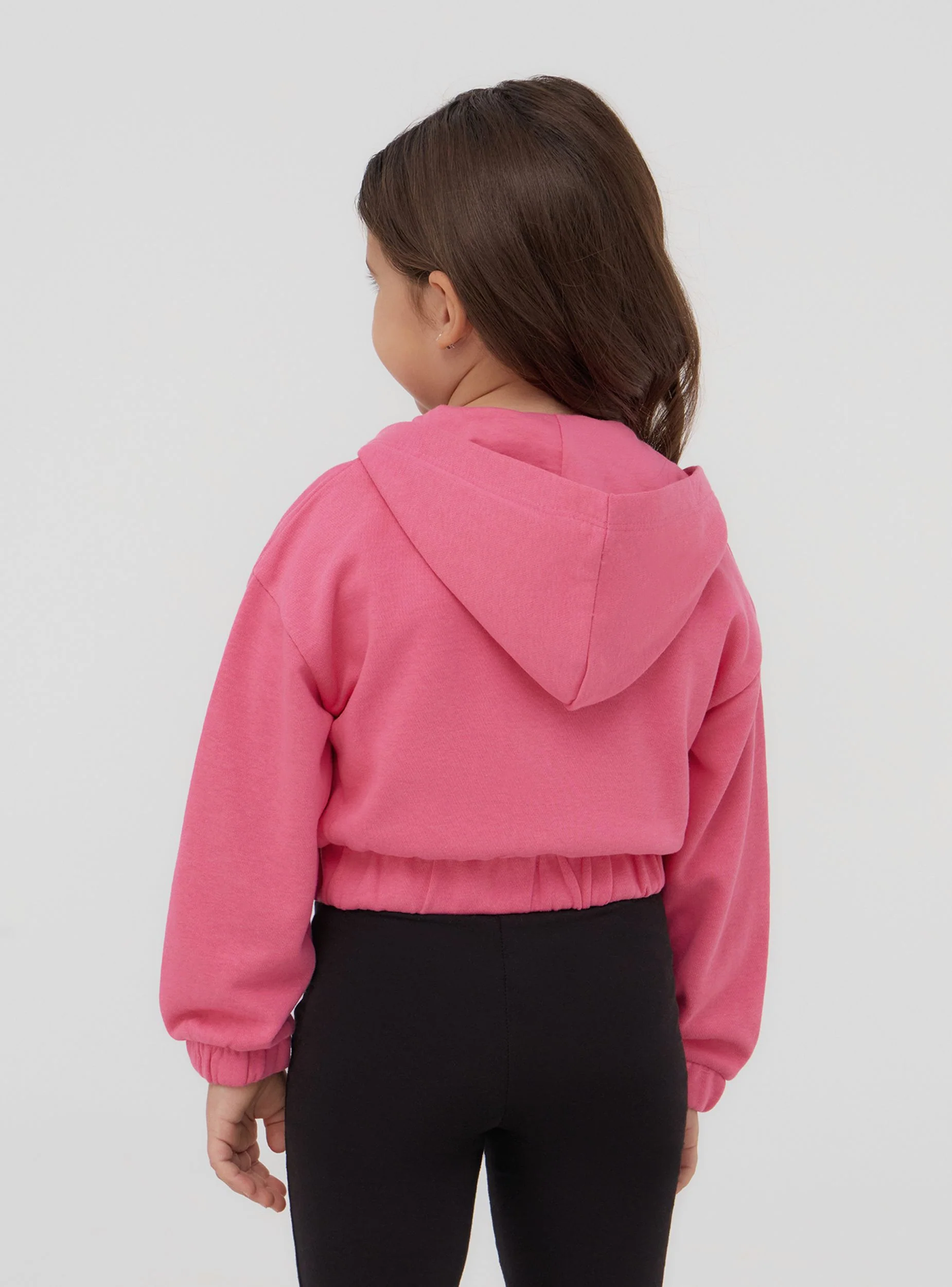 Felpa leggera crop con zip e cappuccio